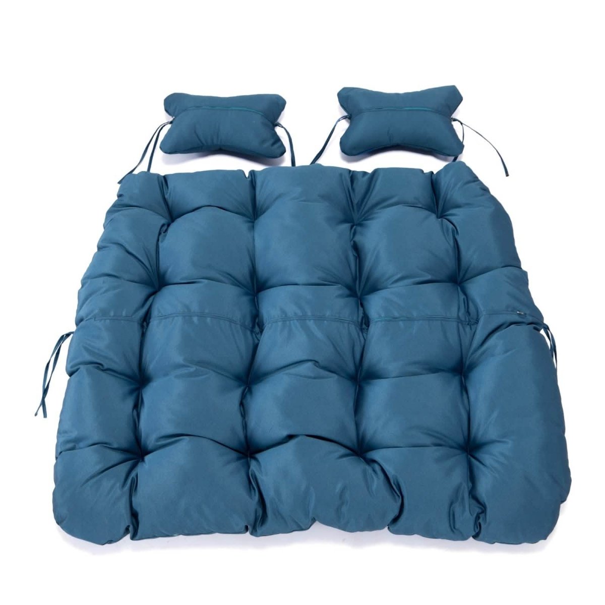 Modern Upholstered 2 Person Hanging Egg Swing Chair Cushion with Headrest Navy Blue Leisuremod