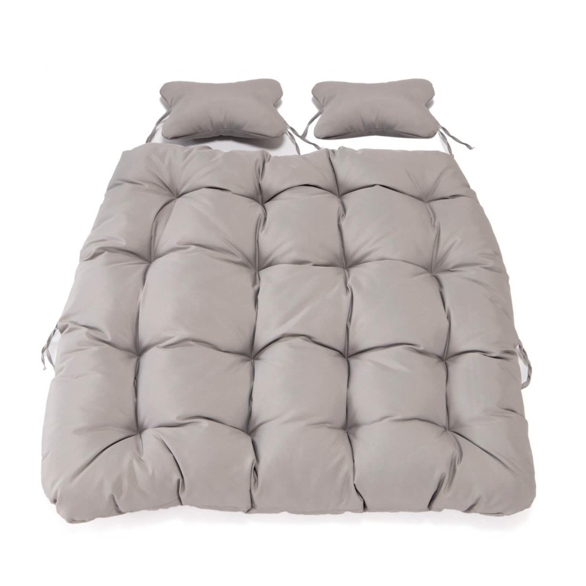 Modern Upholstered 2 Person Hanging Egg Swing Chair Cushion with Headrest Light Grey Leisuremod