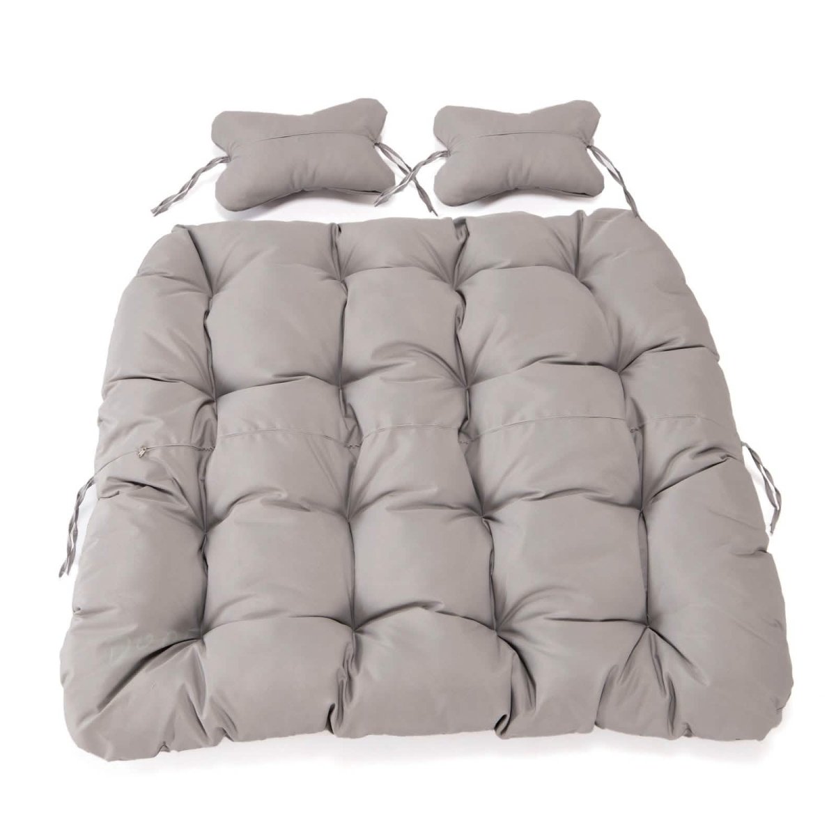 Modern Upholstered 2 Person Hanging Egg Swing Chair Cushion with Headrest Light Grey Leisuremod