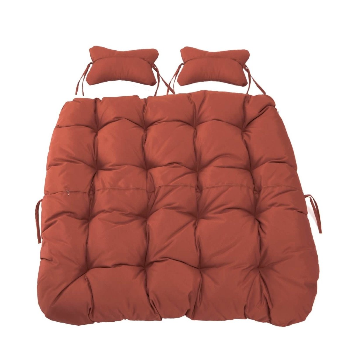 Modern Upholstered 2 Person Hanging Egg Swing Chair Cushion with Headrest Cherry Leisuremod