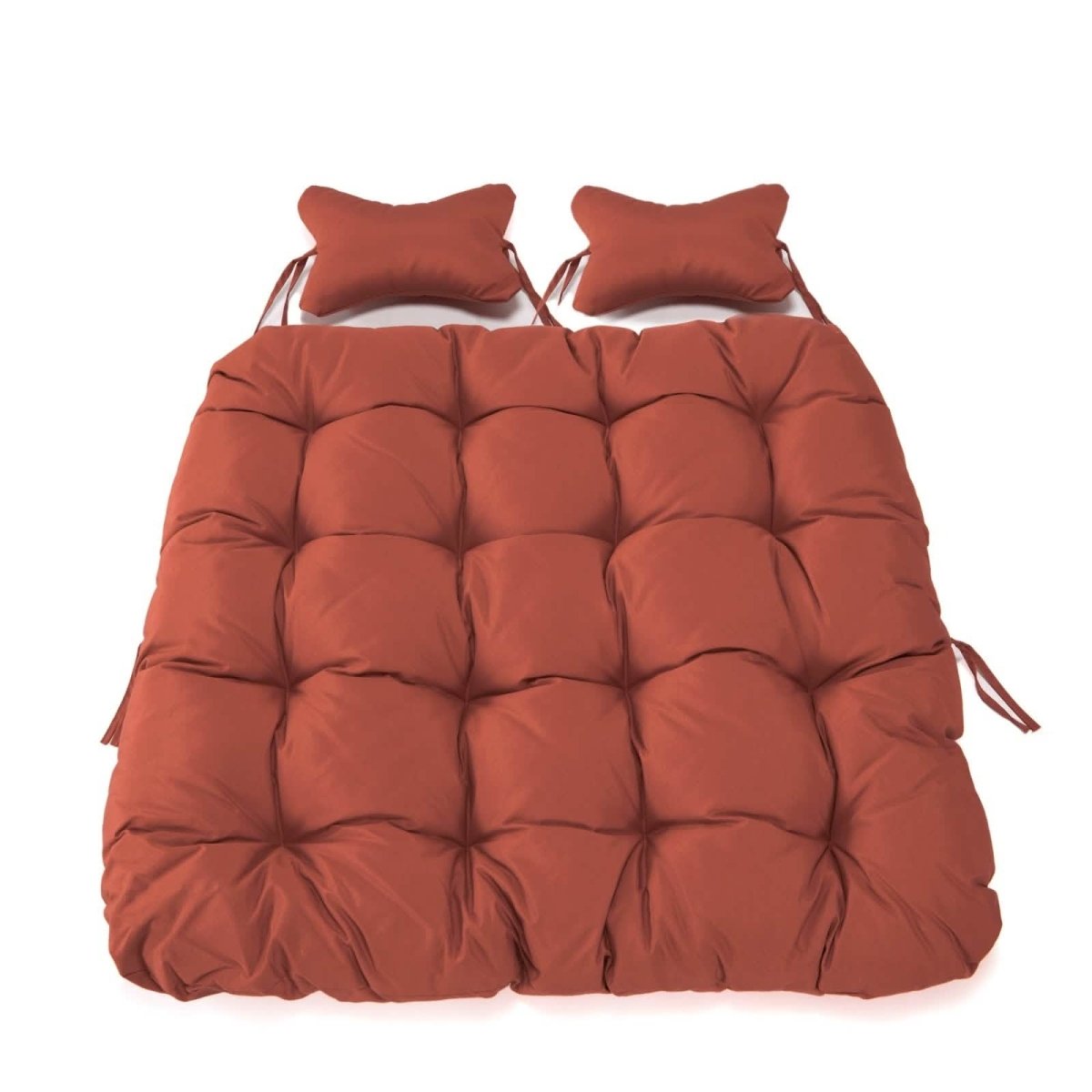 Modern Upholstered 2 Person Hanging Egg Swing Chair Cushion with Headrest Cherry Leisuremod