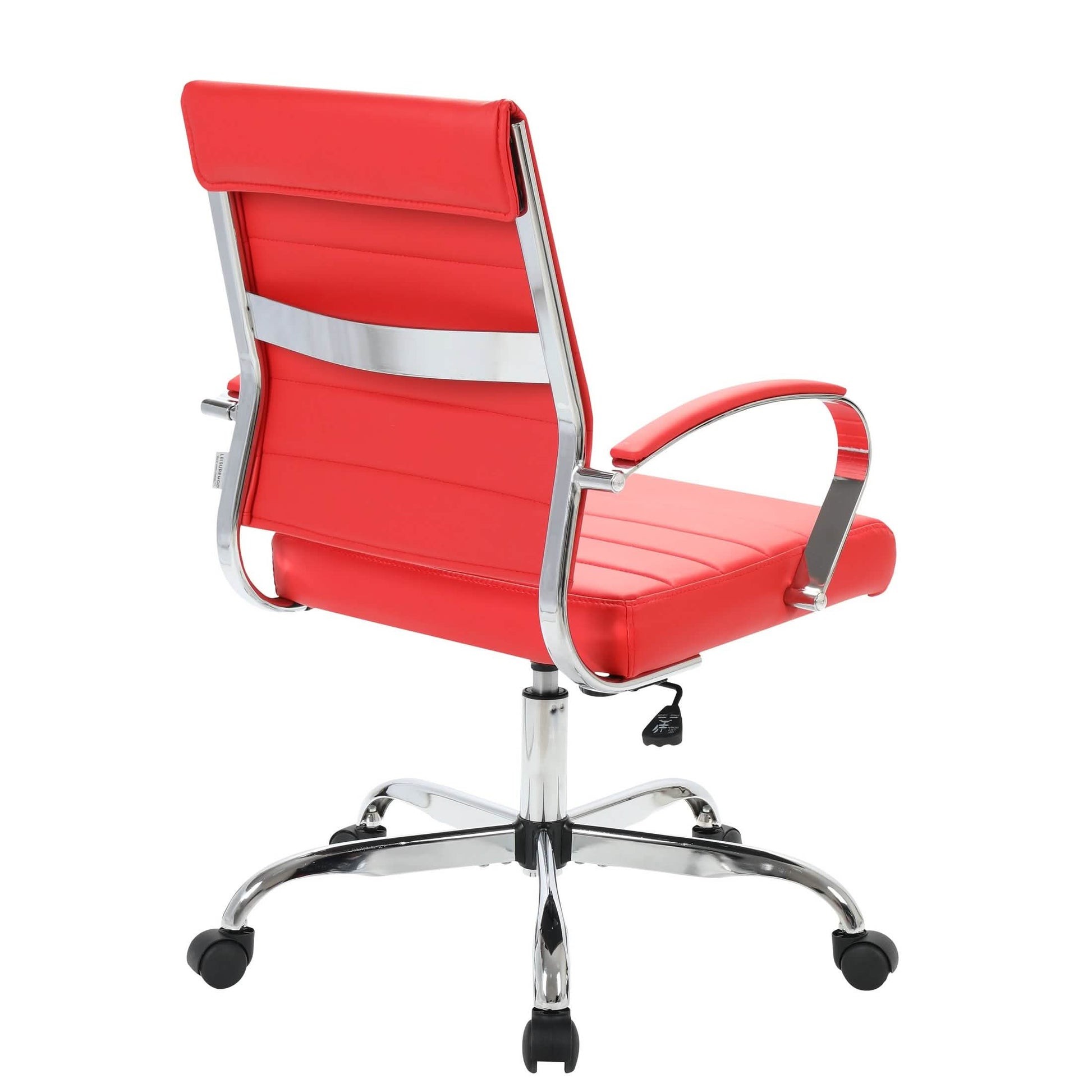 Benmar Mid-Back Leather Office Conference Chair Adjustable Height, Swivel, and Tilt Chrome Grey Office Chair Leisuremod