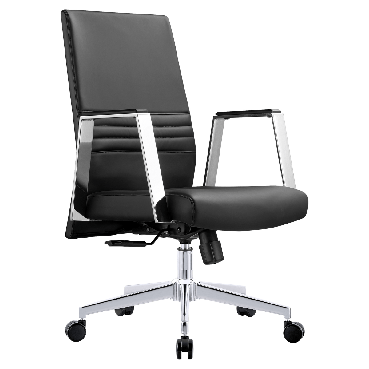 Aleen Leather Office Chair with Adjustable Height, Tilt and 360 Degree Swivel Black Office Chair Leisuremod