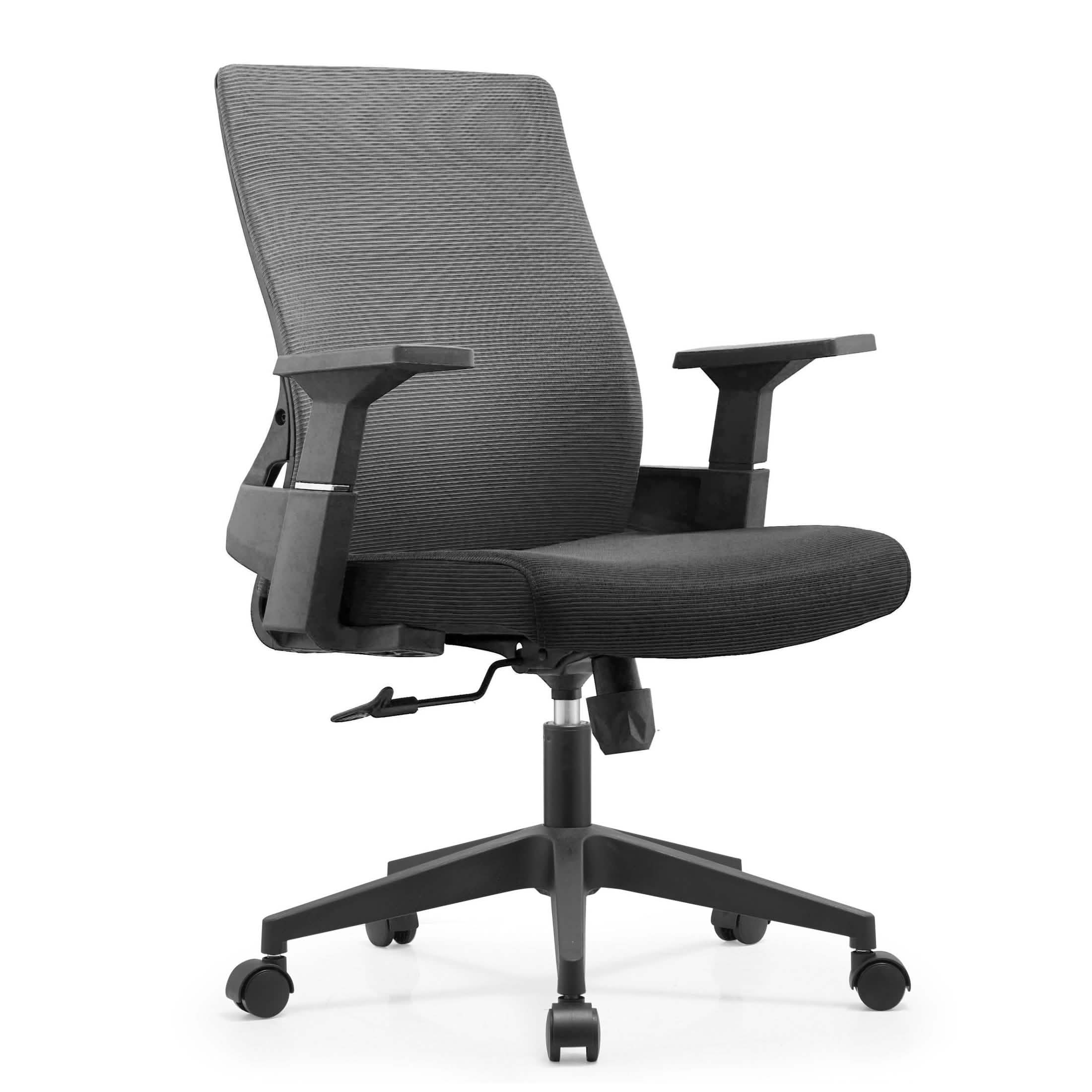 Brio Mid-Back Adjustable Office Chair Upholstered in Cotton Black Office Chair Leisuremod