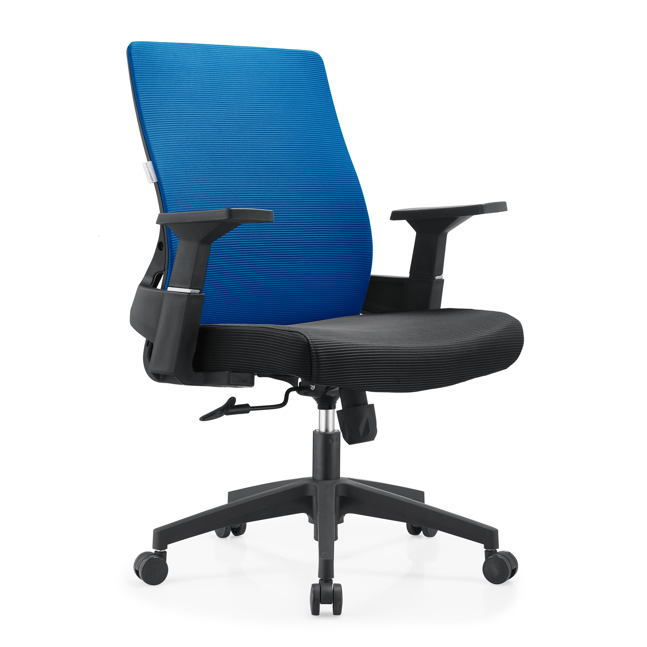 Brio Mid-Back Adjustable Office Chair Upholstered in Cotton Blue Office Chair Leisuremod
