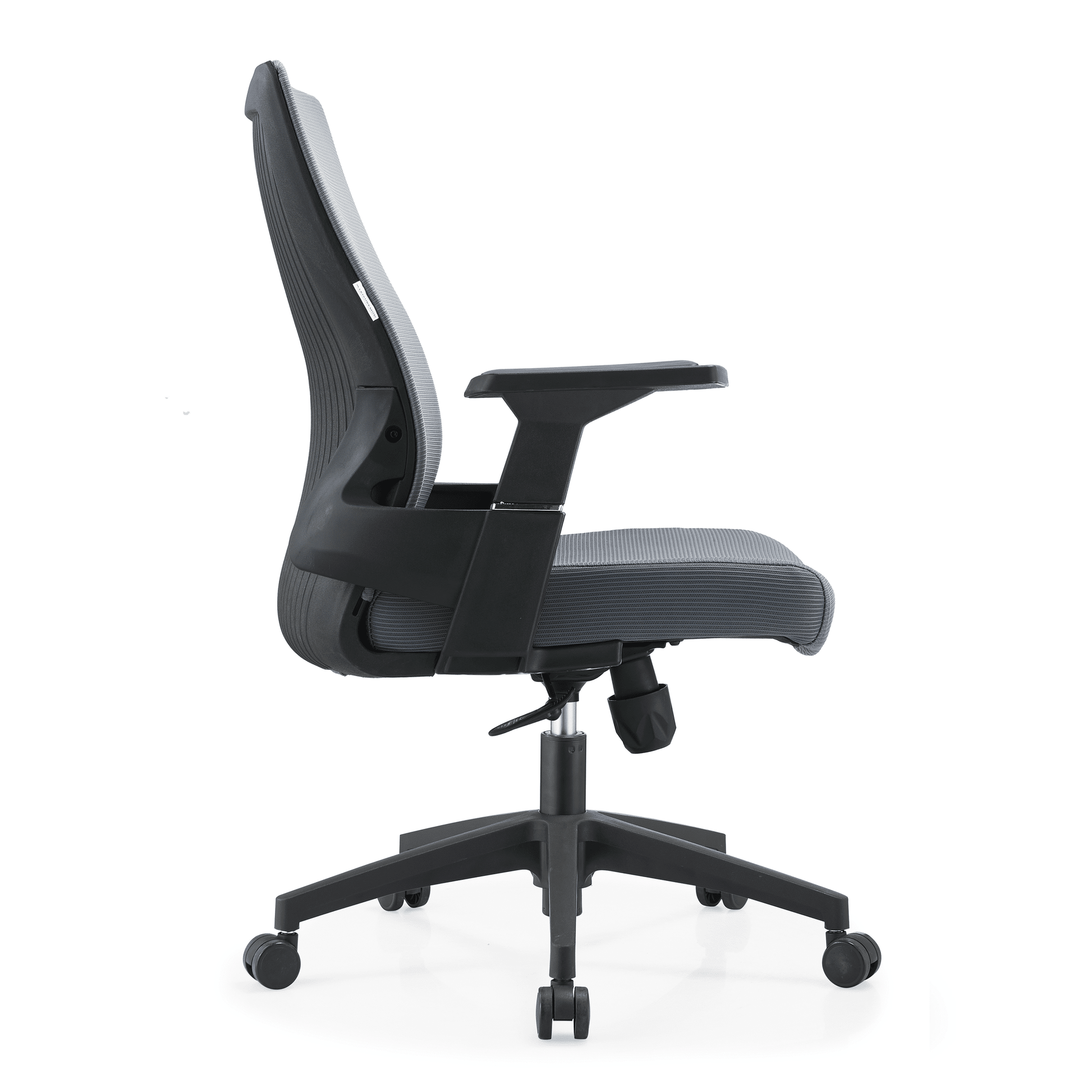 Brio Mid-Back Adjustable Office Chair Upholstered in Cotton Grey Office Chair Leisuremod