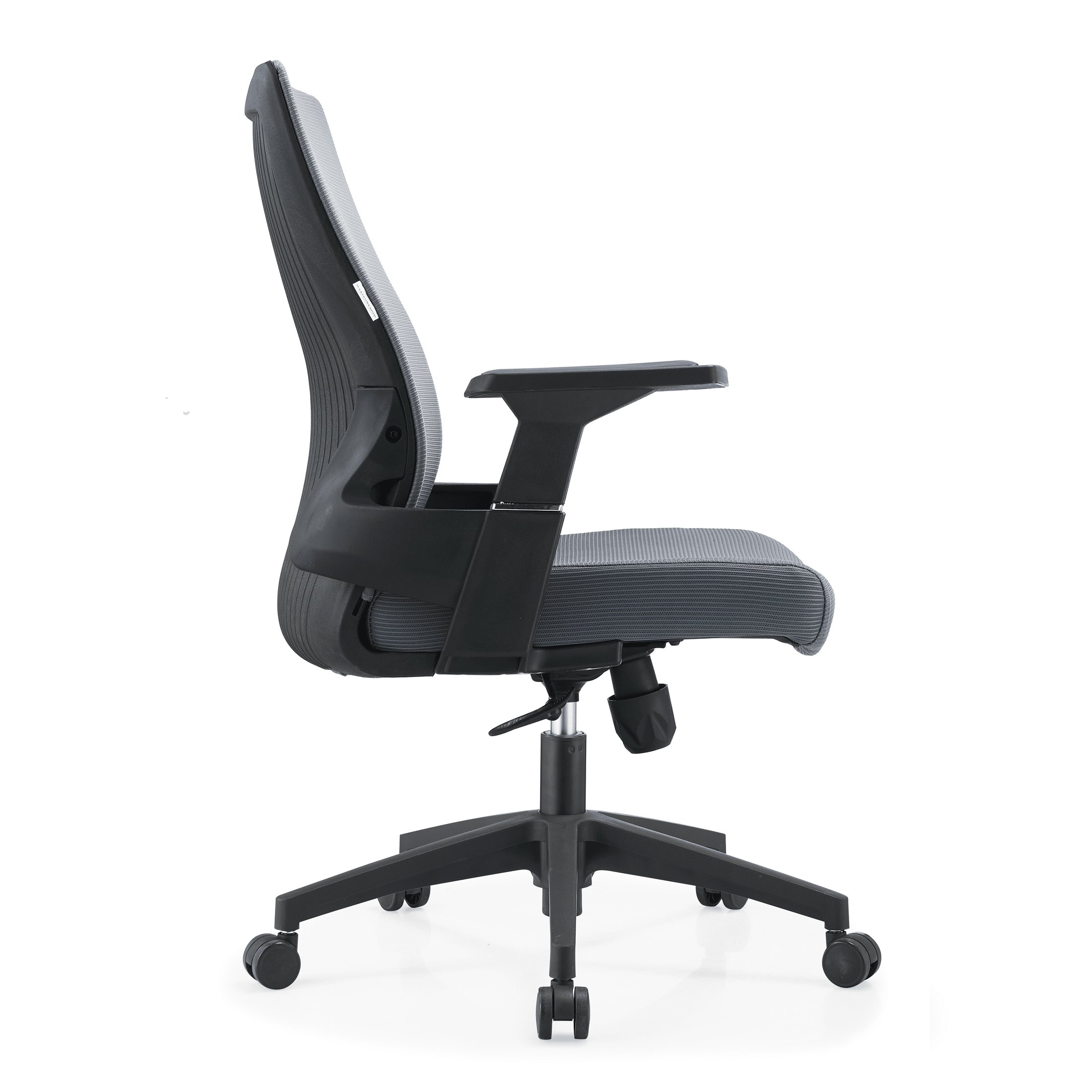 Brio Mid-Back Adjustable Office Chair Upholstered in Cotton Grey Office Chair Leisuremod