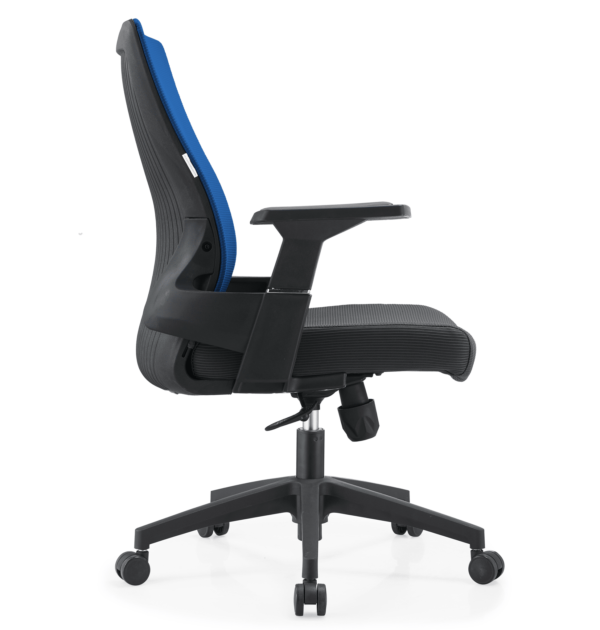 Brio Mid-Back Adjustable Office Chair Upholstered in Cotton Blue Office Chair Leisuremod