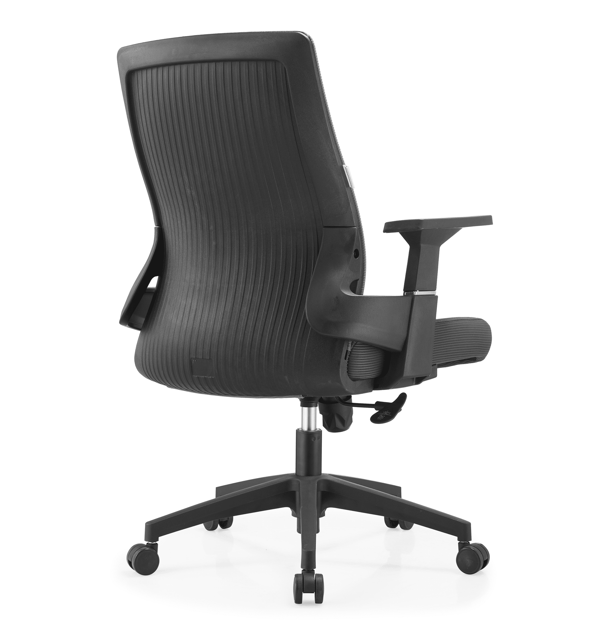Brio Mid-Back Adjustable Office Chair Upholstered in Cotton Black Office Chair Leisuremod