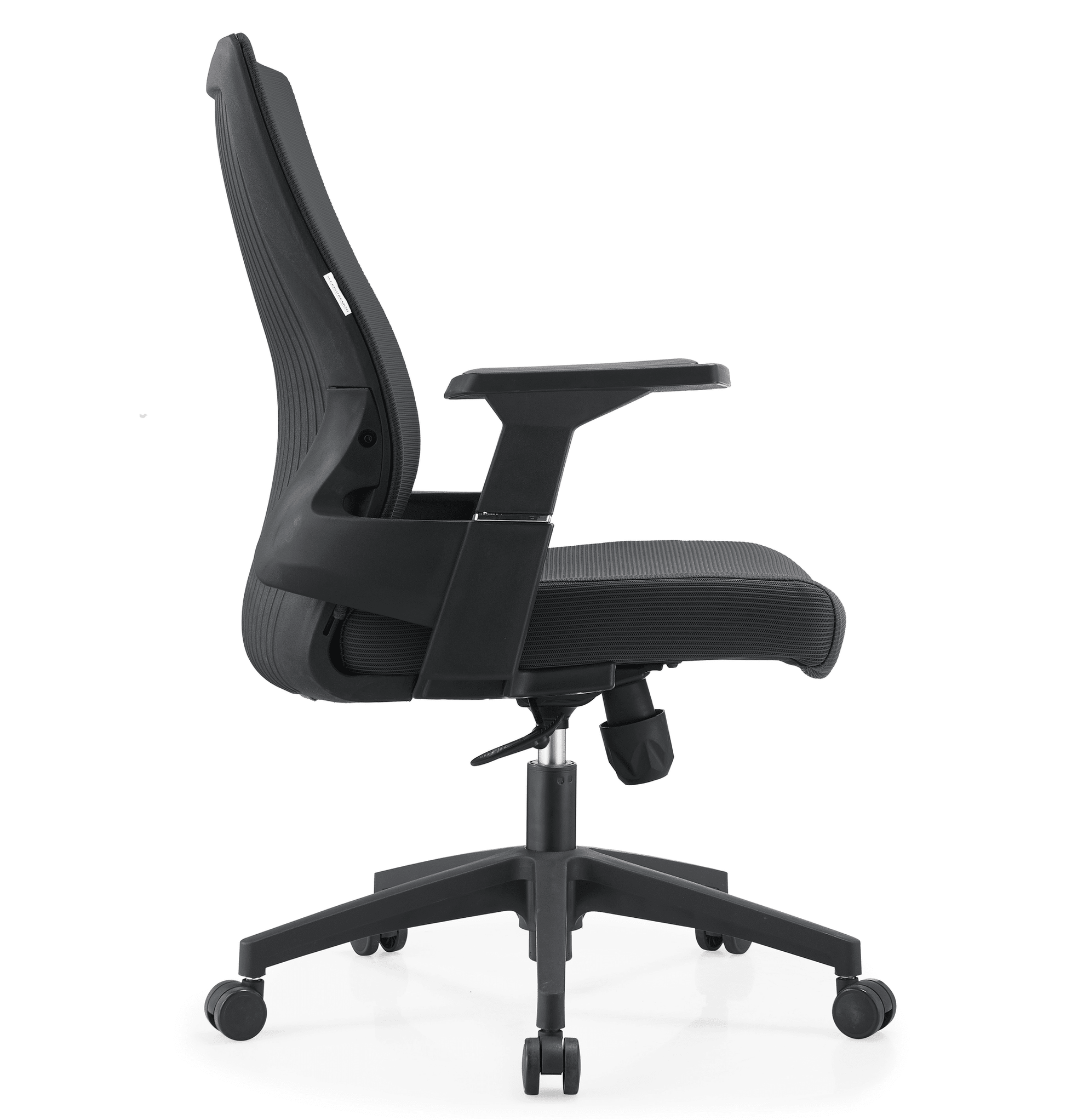Brio Mid-Back Adjustable Office Chair Upholstered in Cotton Black Office Chair Leisuremod