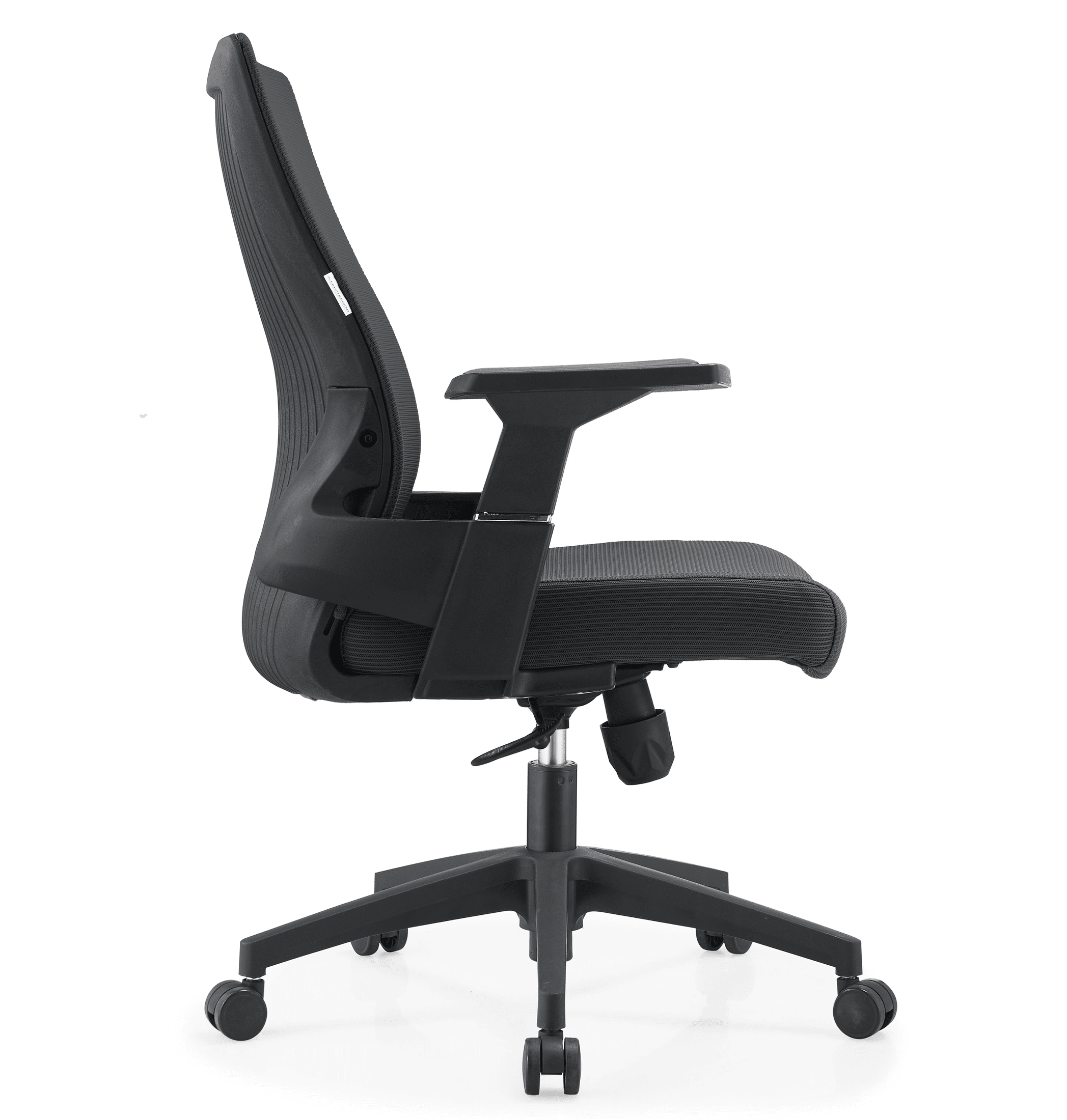 Brio Mid-Back Adjustable Office Chair Upholstered in Cotton Black Office Chair Leisuremod