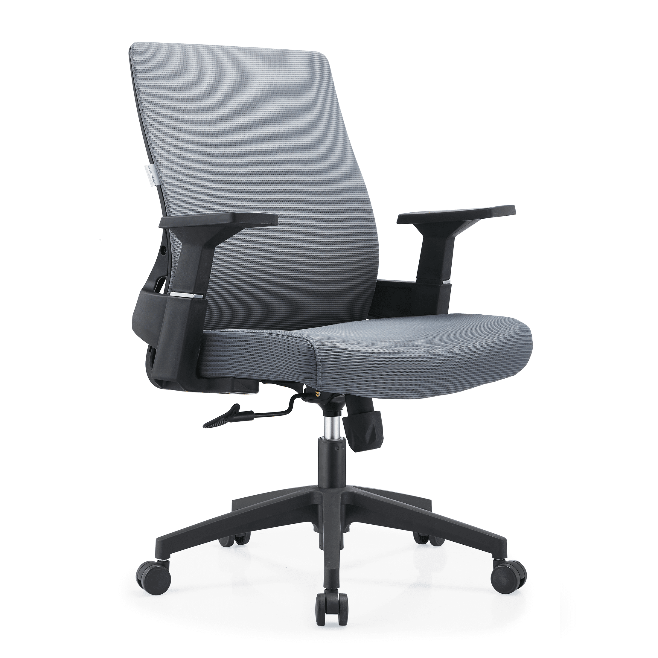 Brio Mid-Back Adjustable Office Chair Upholstered in Cotton Grey Office Chair Leisuremod