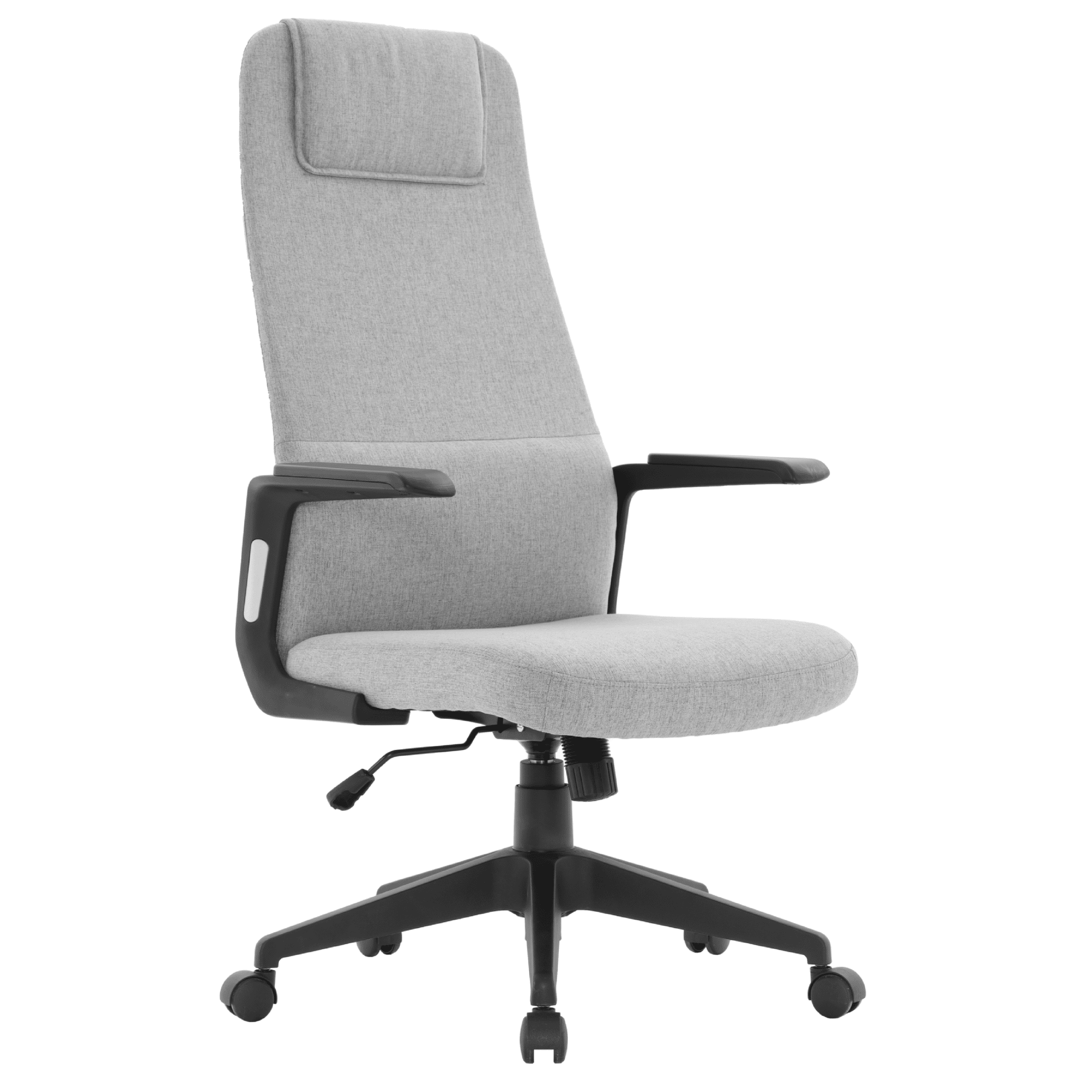 Nexa High-Back Conference Office Chair in Leather/Polyester Adjustable Height Swivel and Tilt Grey Polyester Office Chair Leisuremod