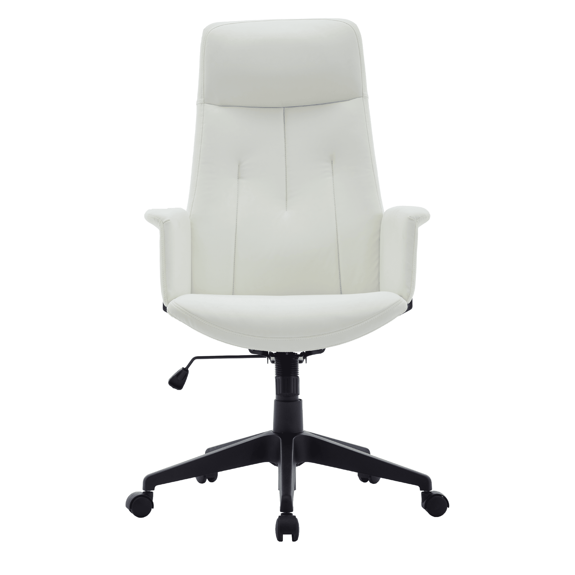 Inifini High-Back Leather Ergonomic Office Chair With Lumbar Support, Adjustable Hight and Swivel White Office Chair Leisuremod