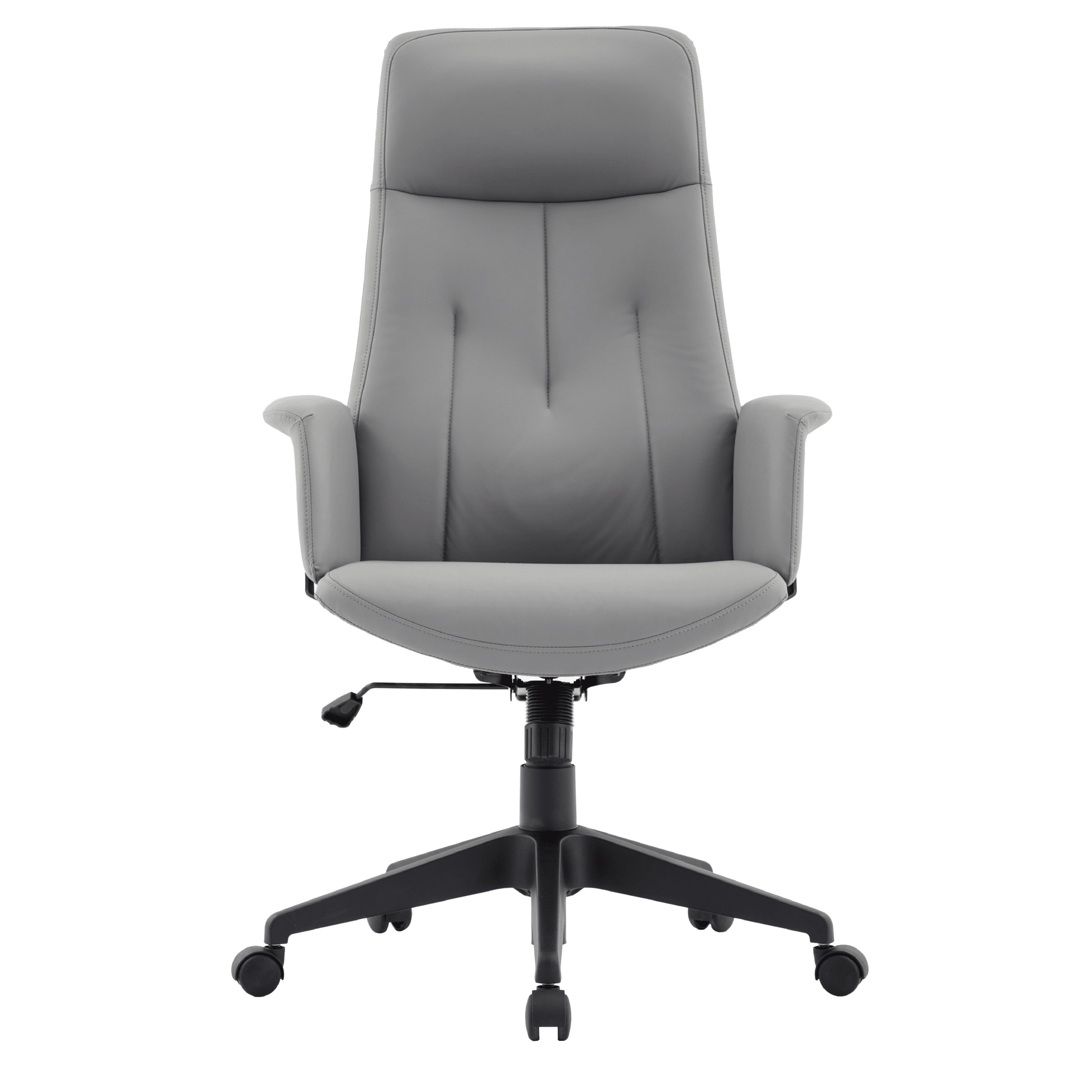 Inifini High-Back Leather Ergonomic Office Chair With Lumbar Support, Adjustable Hight and Swivel Grey Office Chair Leisuremod