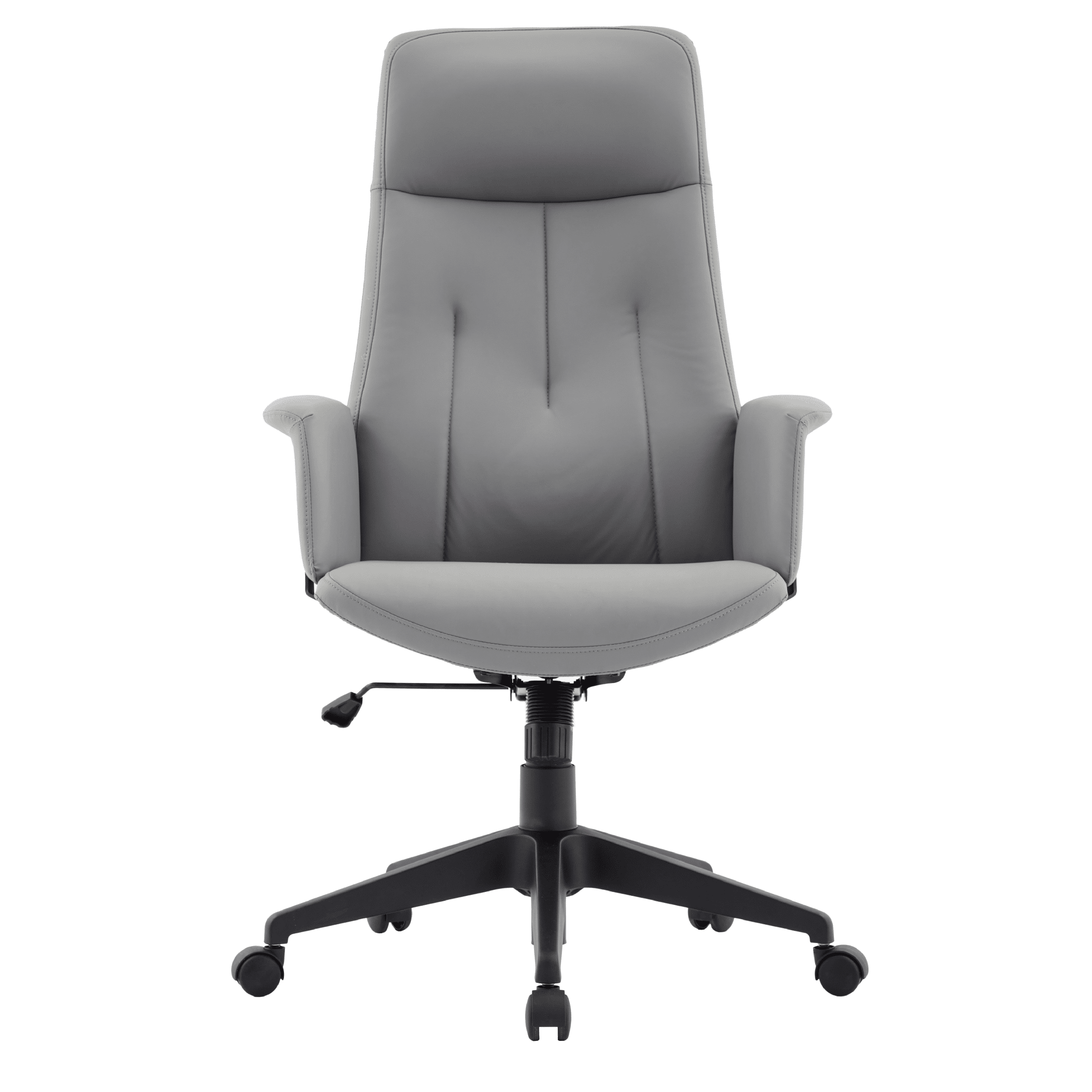 Inifini High-Back Leather Ergonomic Office Chair With Lumbar Support, Adjustable Hight and Swivel Grey Office Chair Leisuremod