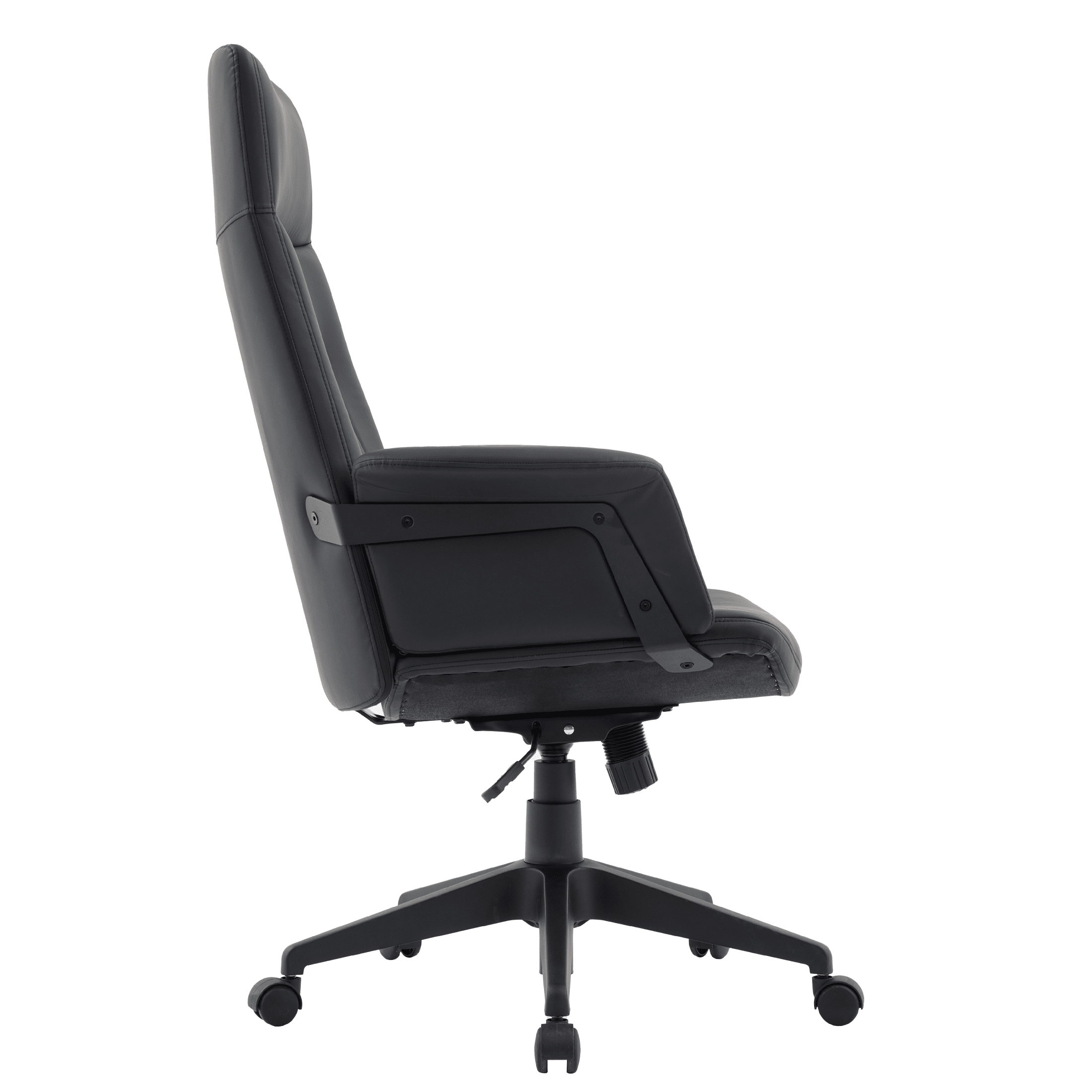 Inifini High-Back Leather Ergonomic Office Chair With Lumbar Support, Adjustable Hight and Swivel Black Office Chair Leisuremod
