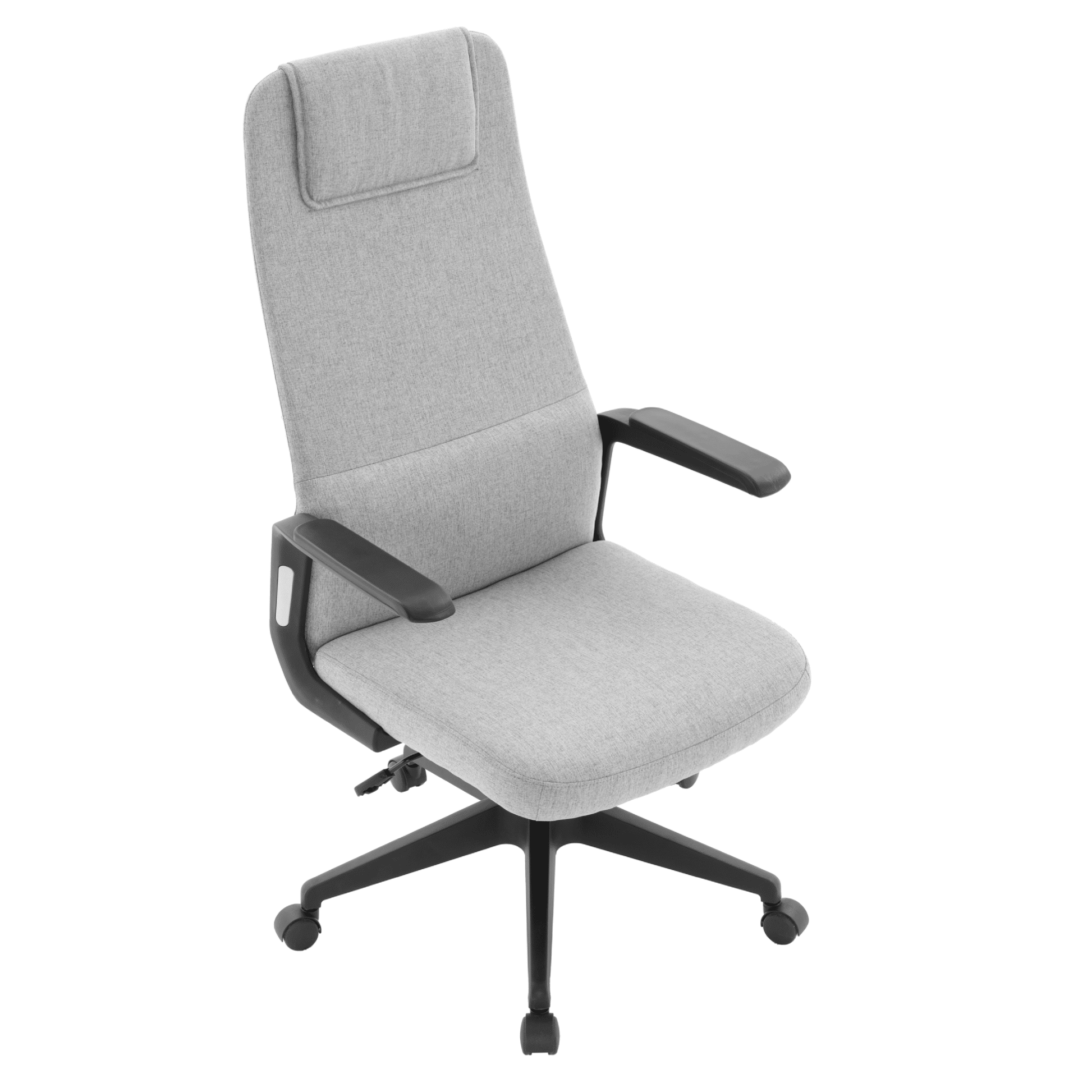 Nexa High-Back Conference Office Chair in Leather/Polyester Adjustable Height Swivel and Tilt Grey Polyester Office Chair Leisuremod