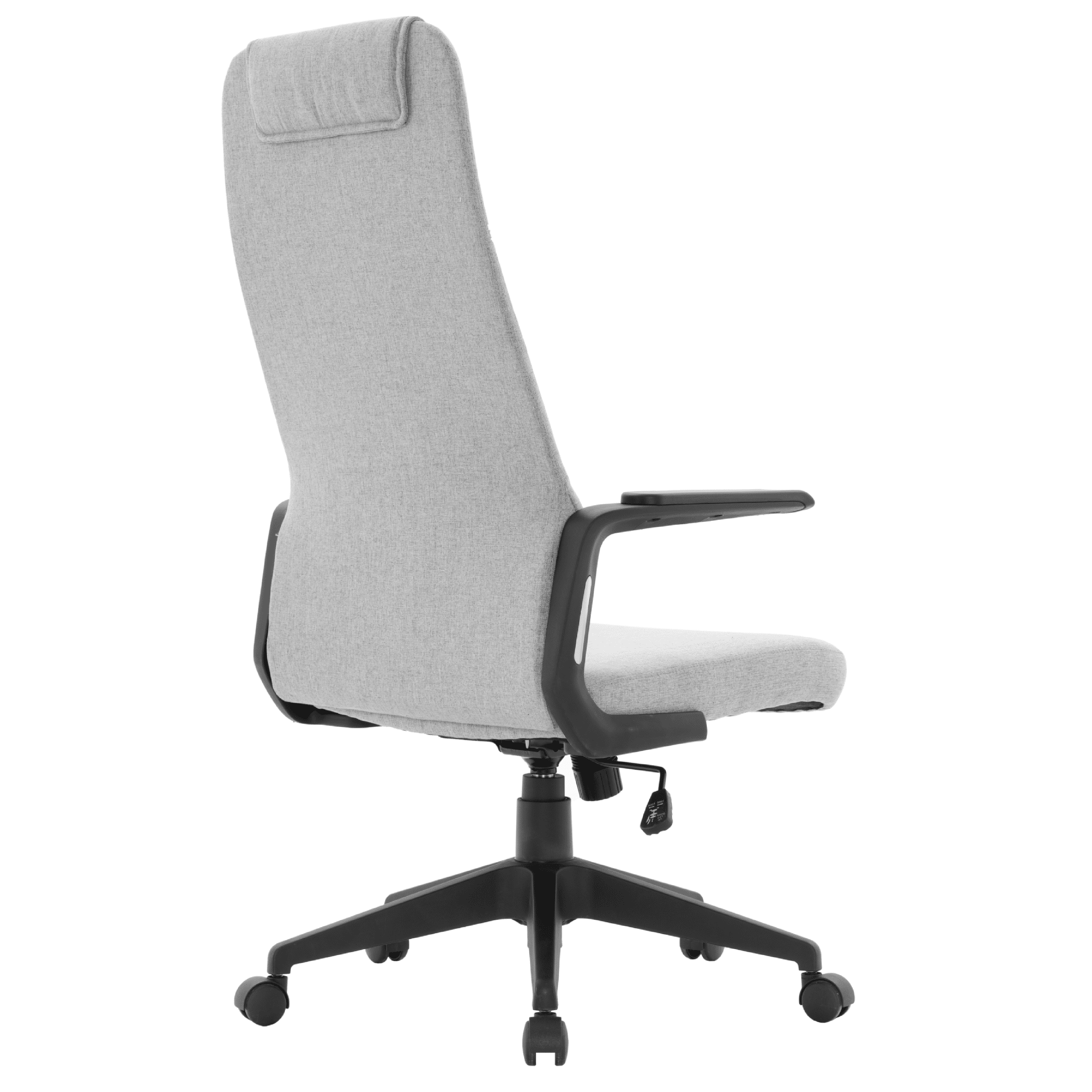 Nexa High-Back Conference Office Chair in Leather/Polyester Adjustable Height Swivel and Tilt Grey Polyester Office Chair Leisuremod