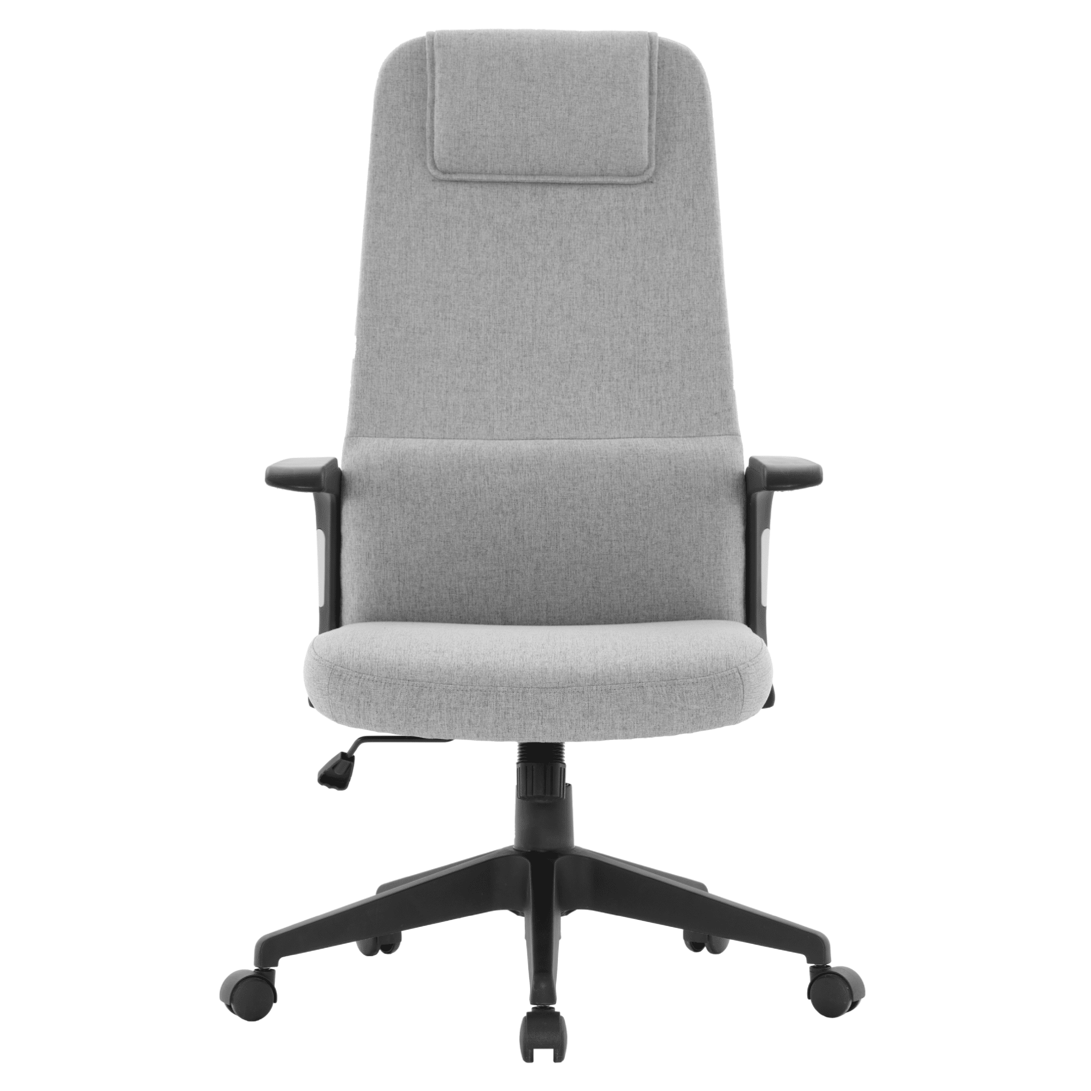 Nexa High-Back Conference Office Chair in Leather/Polyester Adjustable Height Swivel and Tilt Grey Polyester Office Chair Leisuremod