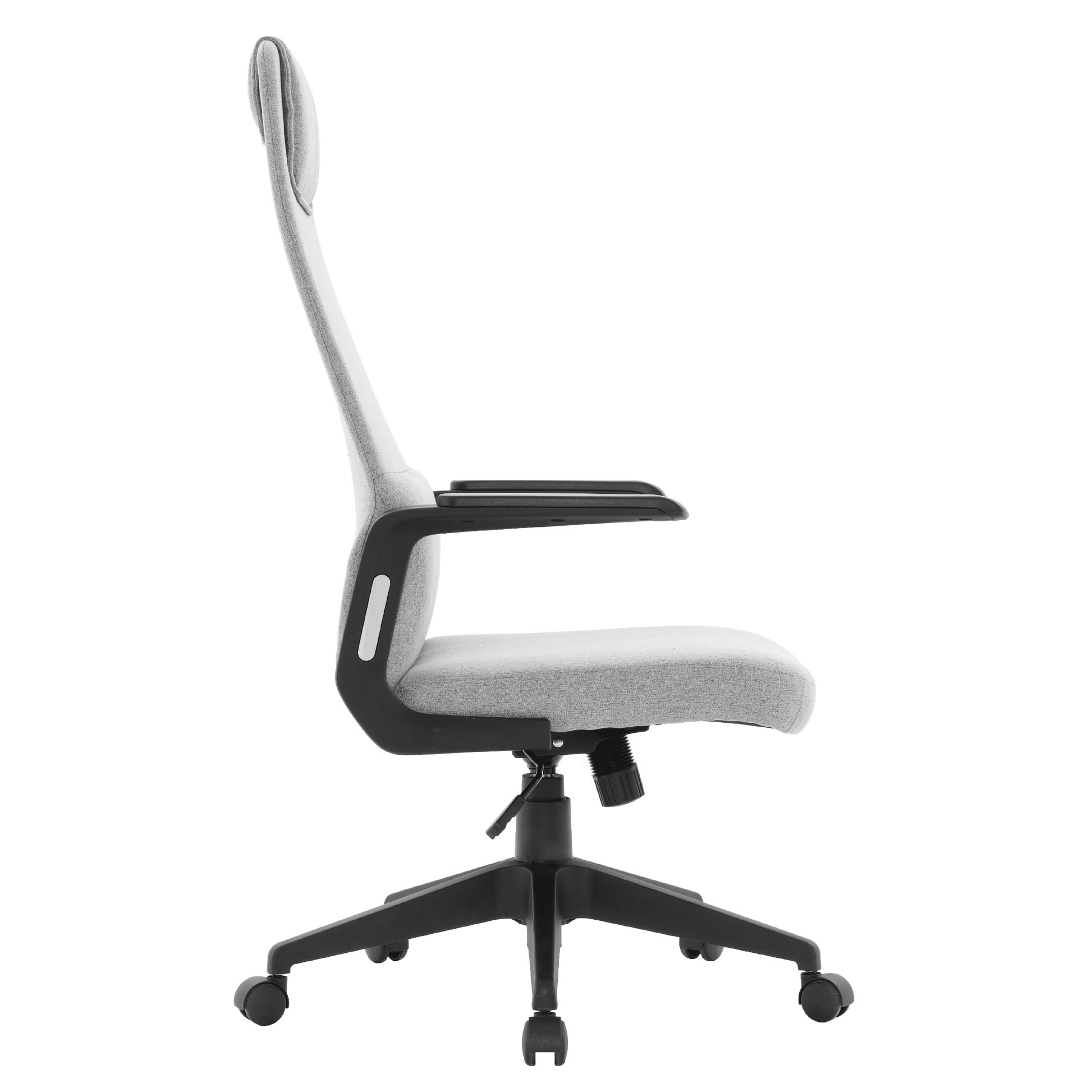 Nexa High-Back Conference Office Chair in Leather/Polyester Adjustable Height Swivel and Tilt Grey Polyester Office Chair Leisuremod