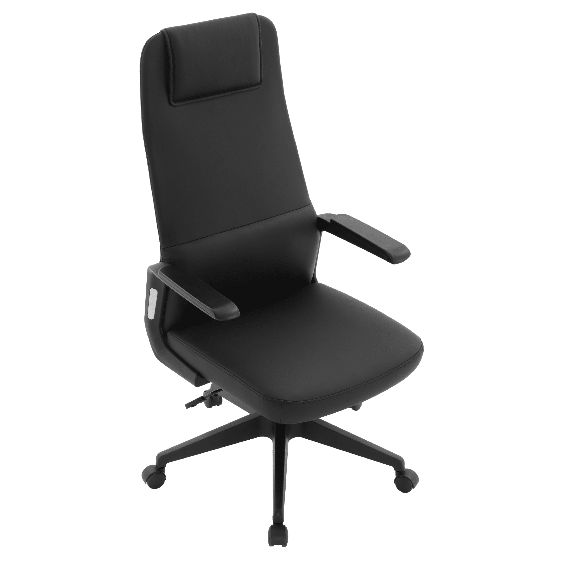 Nexa High-Back Conference Office Chair in Leather/Polyester Adjustable Height Swivel and Tilt Black Leather Office Chair Leisuremod