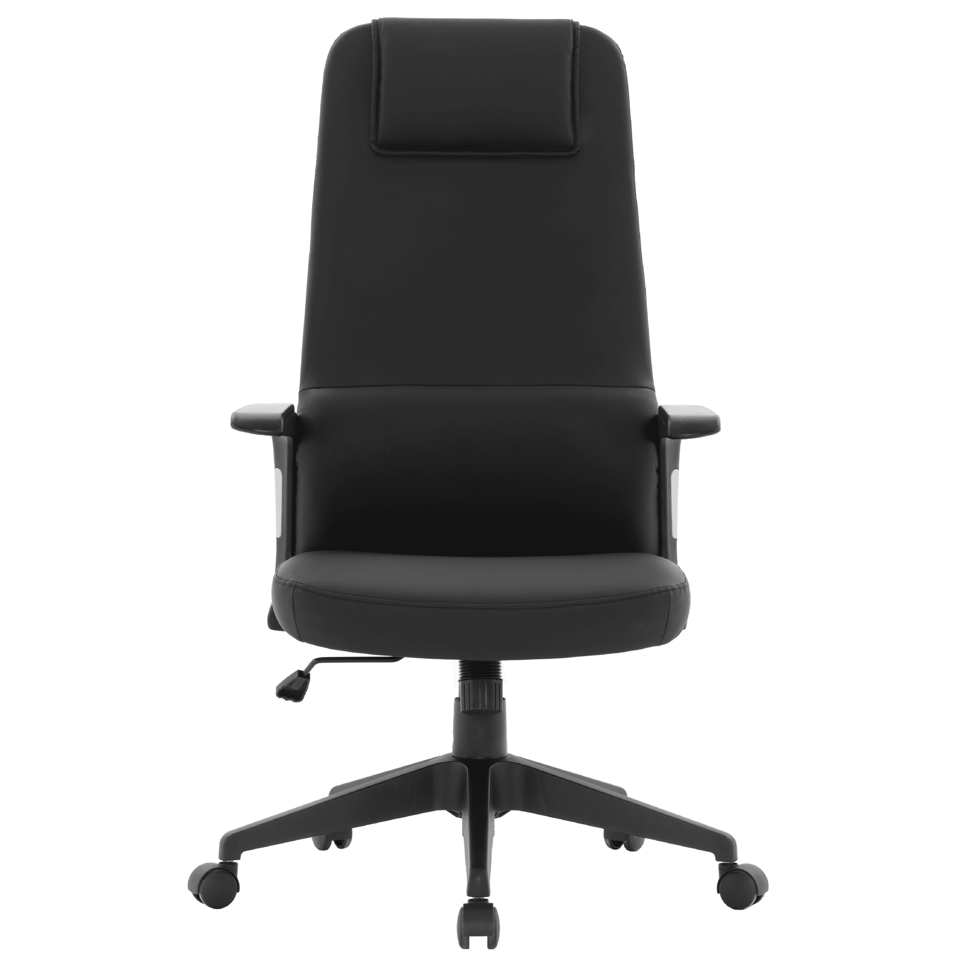 Nexa High-Back Conference Office Chair in Leather/Polyester Adjustable Height Swivel and Tilt Black Leather Office Chair Leisuremod
