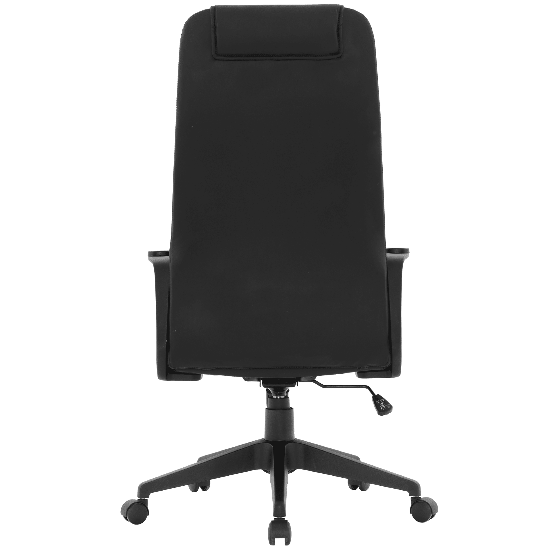 Nexa High-Back Conference Office Chair in Leather/Polyester Adjustable Height Swivel and Tilt Black Leather Office Chair Leisuremod