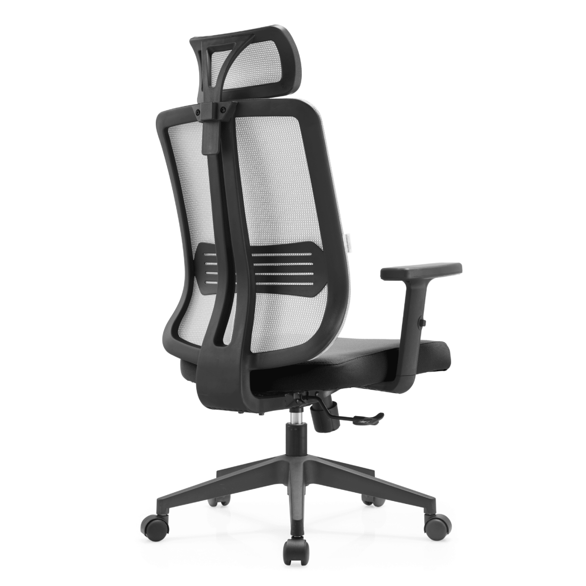 Nift Adjustable Upholstered Office Chair with Foam Filled Seat and Mesh Back and Headrest White Office Chair Leisuremod
