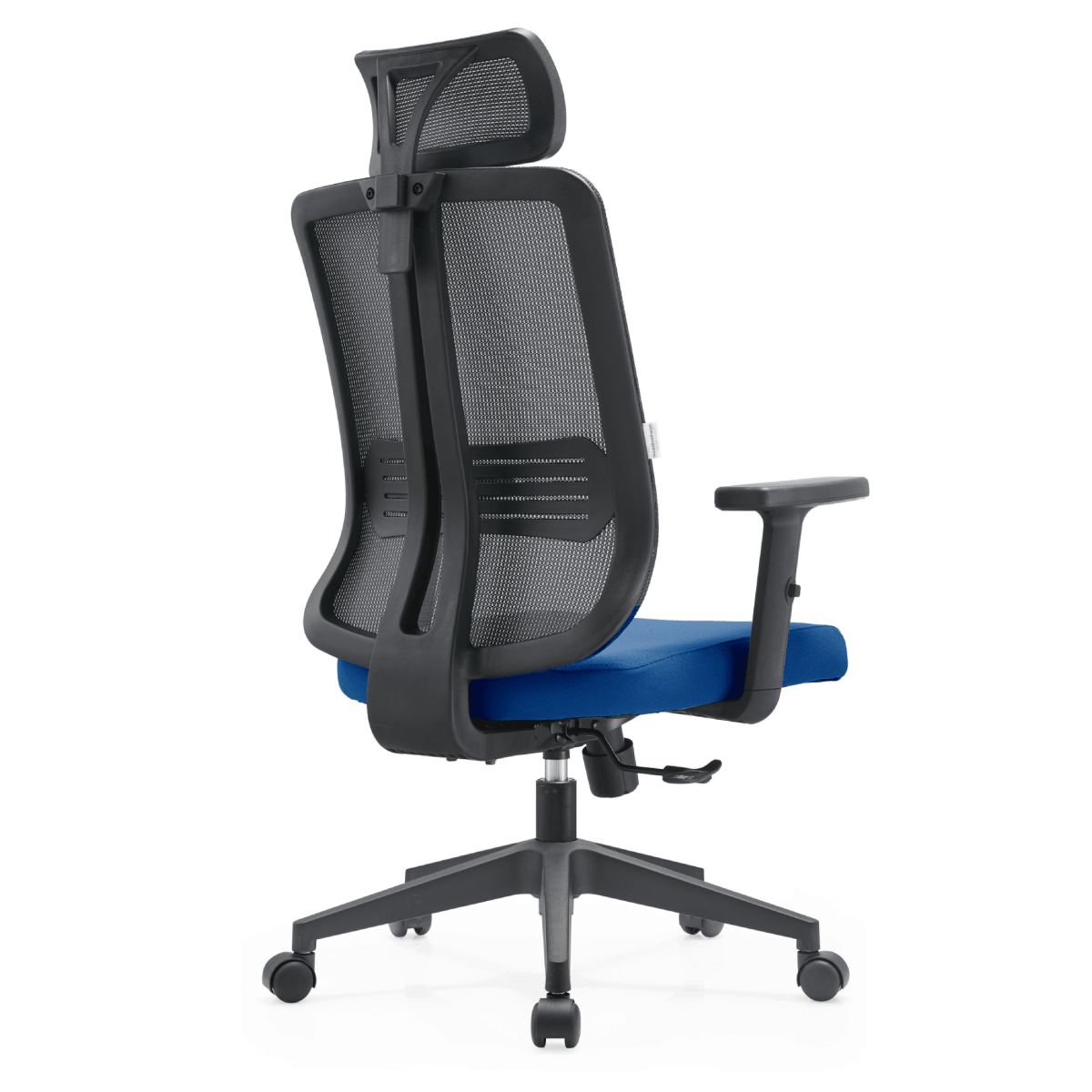 Nift Adjustable Upholstered Office Chair with Foam Filled Seat and Mesh Back and Headrest Blue Office Chair Leisuremod