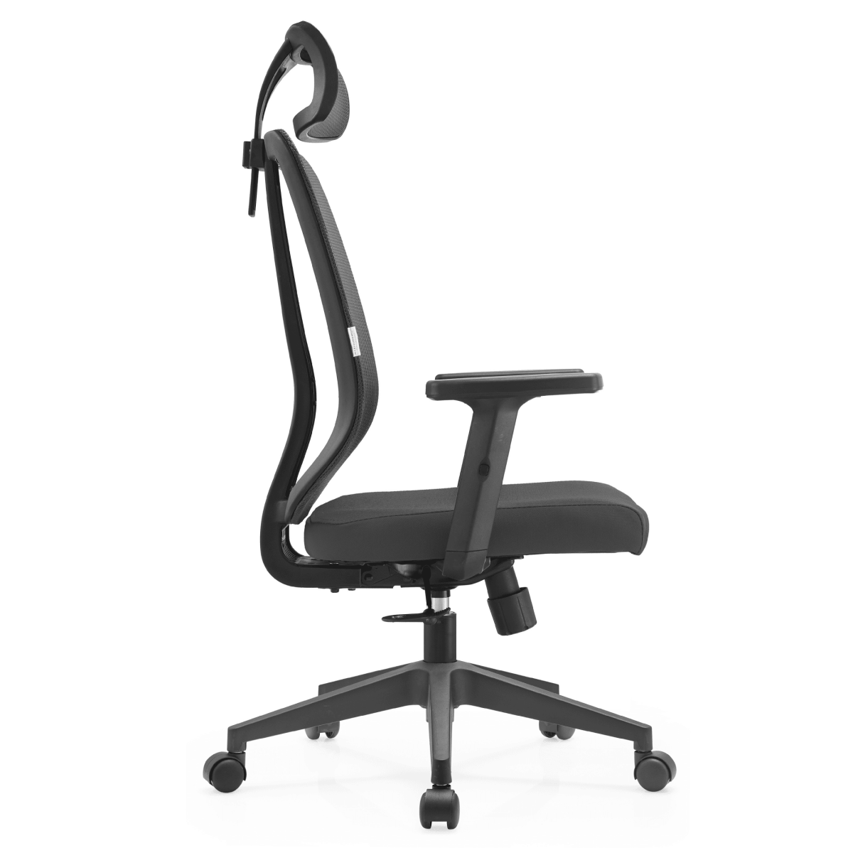 Nift Adjustable Upholstered Office Chair with Foam Filled Seat and Mesh Back and Headrest Black Office Chair Leisuremod