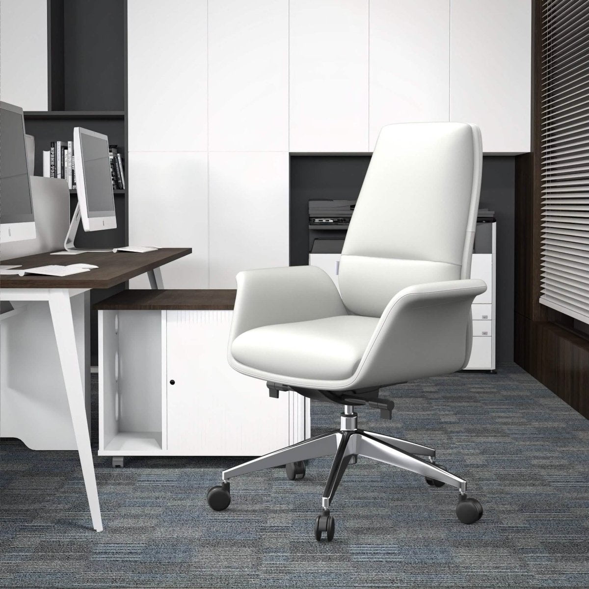 Leisuremod Office Chair Summit Adjustable Height Leather Conference Office Chair with Swivel and Tilt