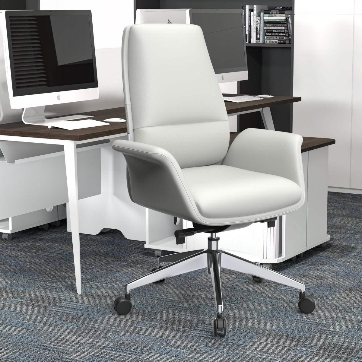 Leisuremod Office Chair Summit Adjustable Height Leather Conference Office Chair with Swivel and Tilt