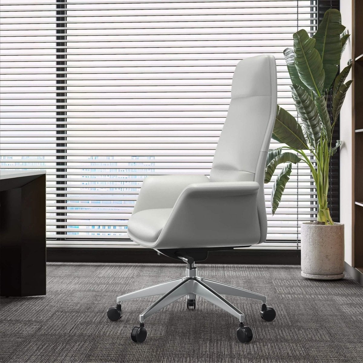 Leisuremod Office Chair Summit High-Back Conference Office Chair with Aluminum Frame