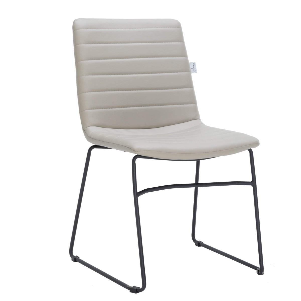 Zylar Leather/Polyester Office Guest Chair with Powder-Coated Stainless Steel Base Tan Office Chair Leisuremod