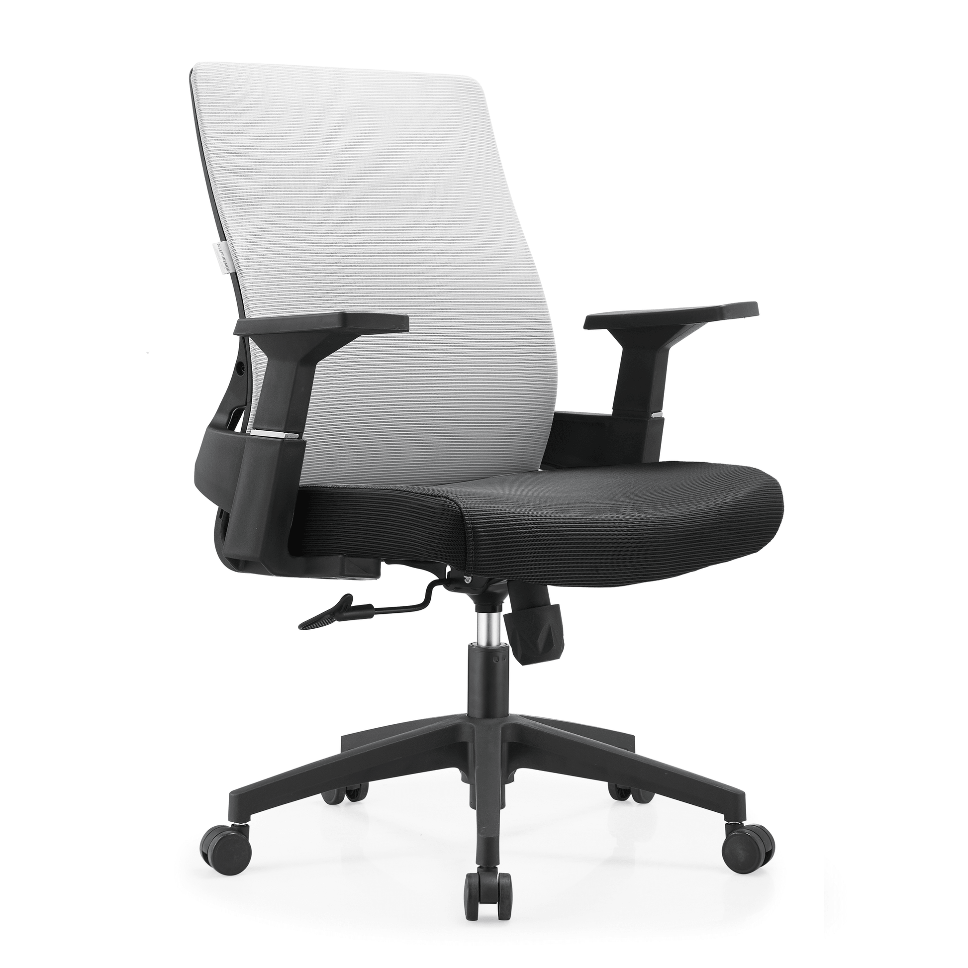Brio Mid-Back Adjustable Office Chair Upholstered in Cotton White Office Chair Leisuremod