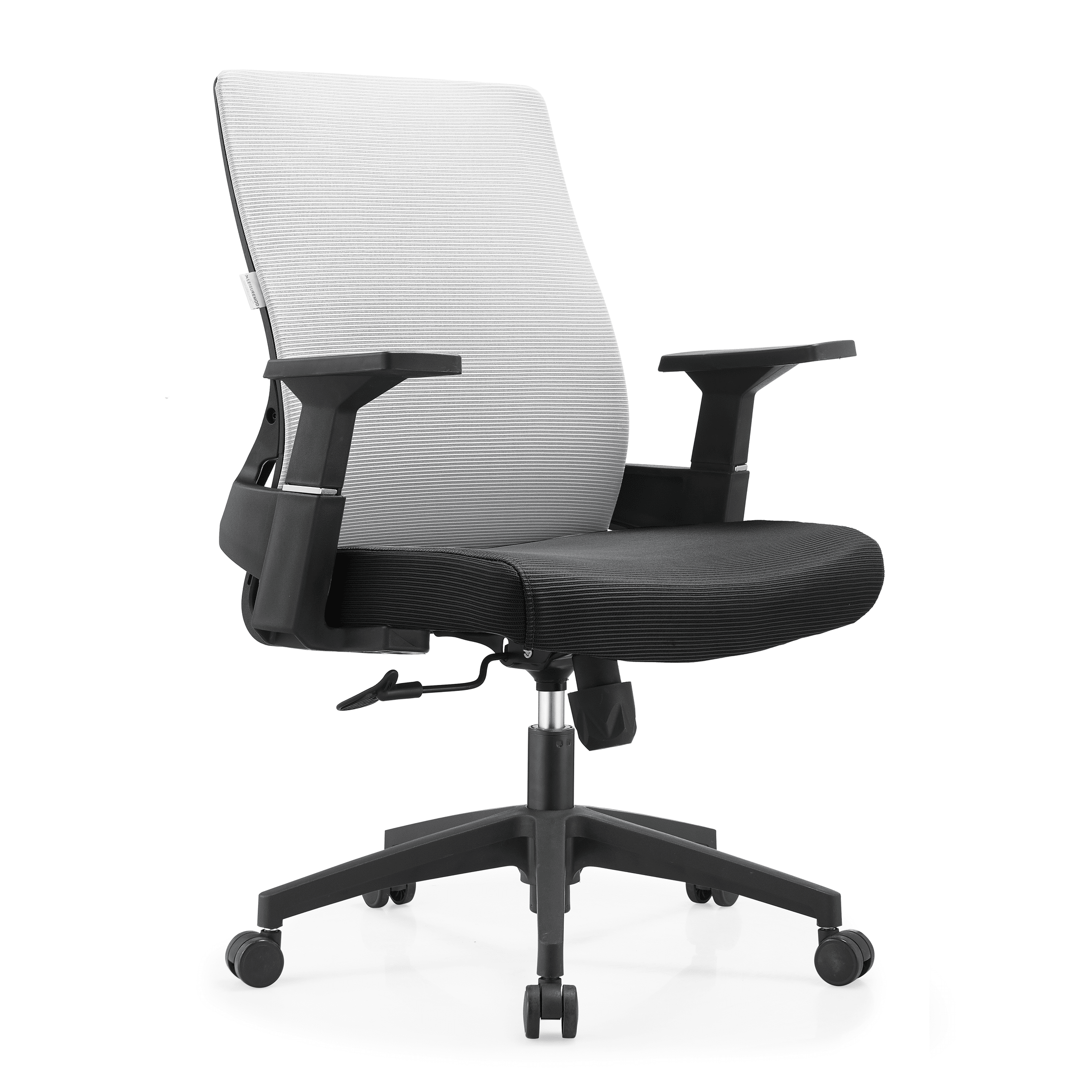 Brio Mid-Back Adjustable Office Chair Upholstered in Cotton White Office Chair Leisuremod