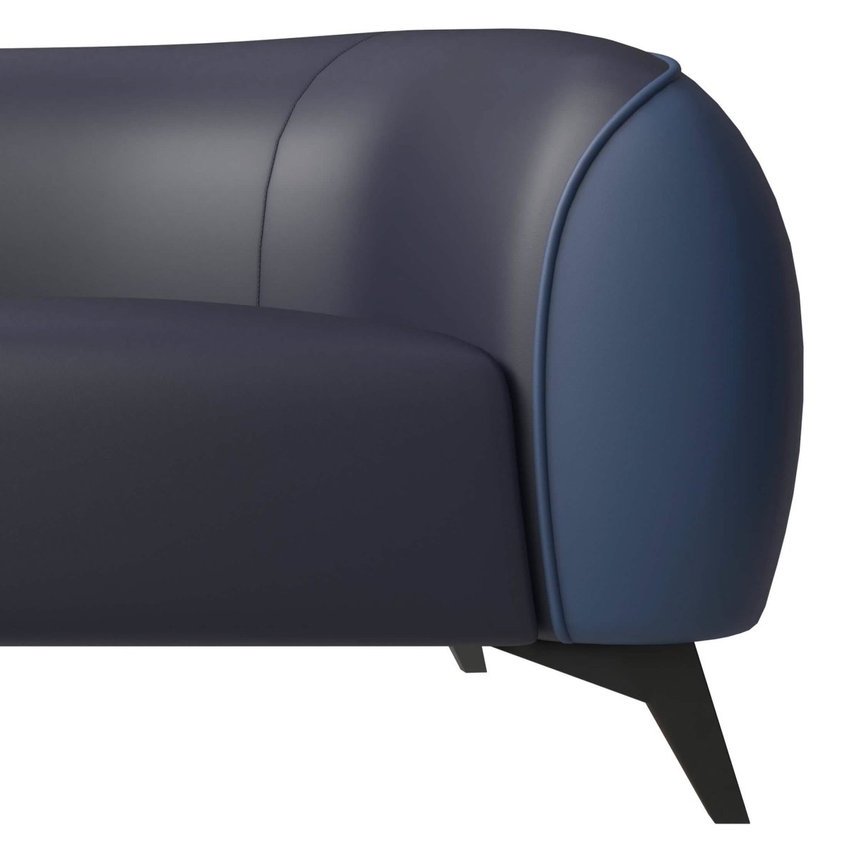 Opula 3-Piece Leather Sofa Set with Solid Wood Frame and Stainless Steel Legs Blue Leisuremod