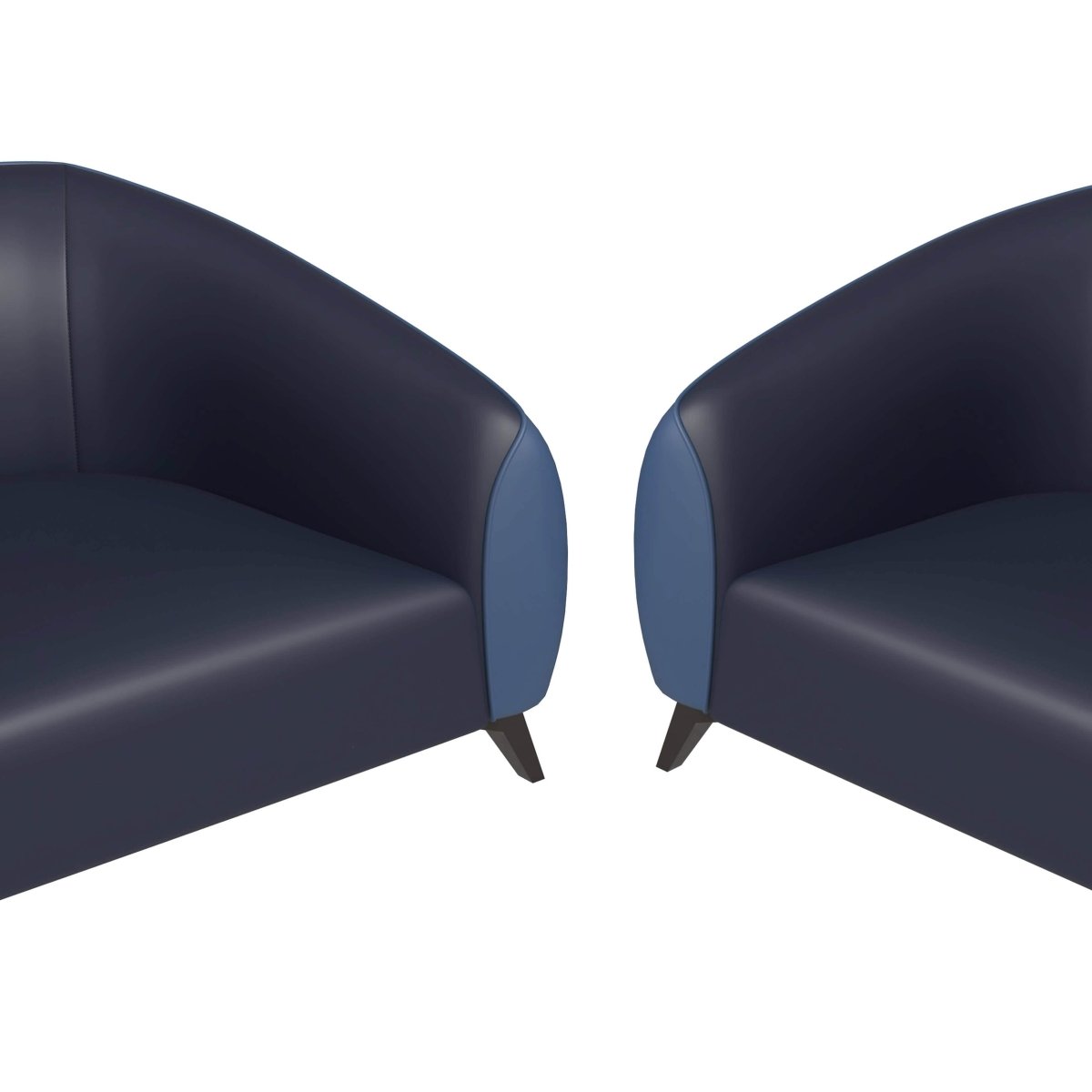 Opula 3-Piece Leather Sofa Set with Solid Wood Frame and Stainless Steel Legs Blue Leisuremod
