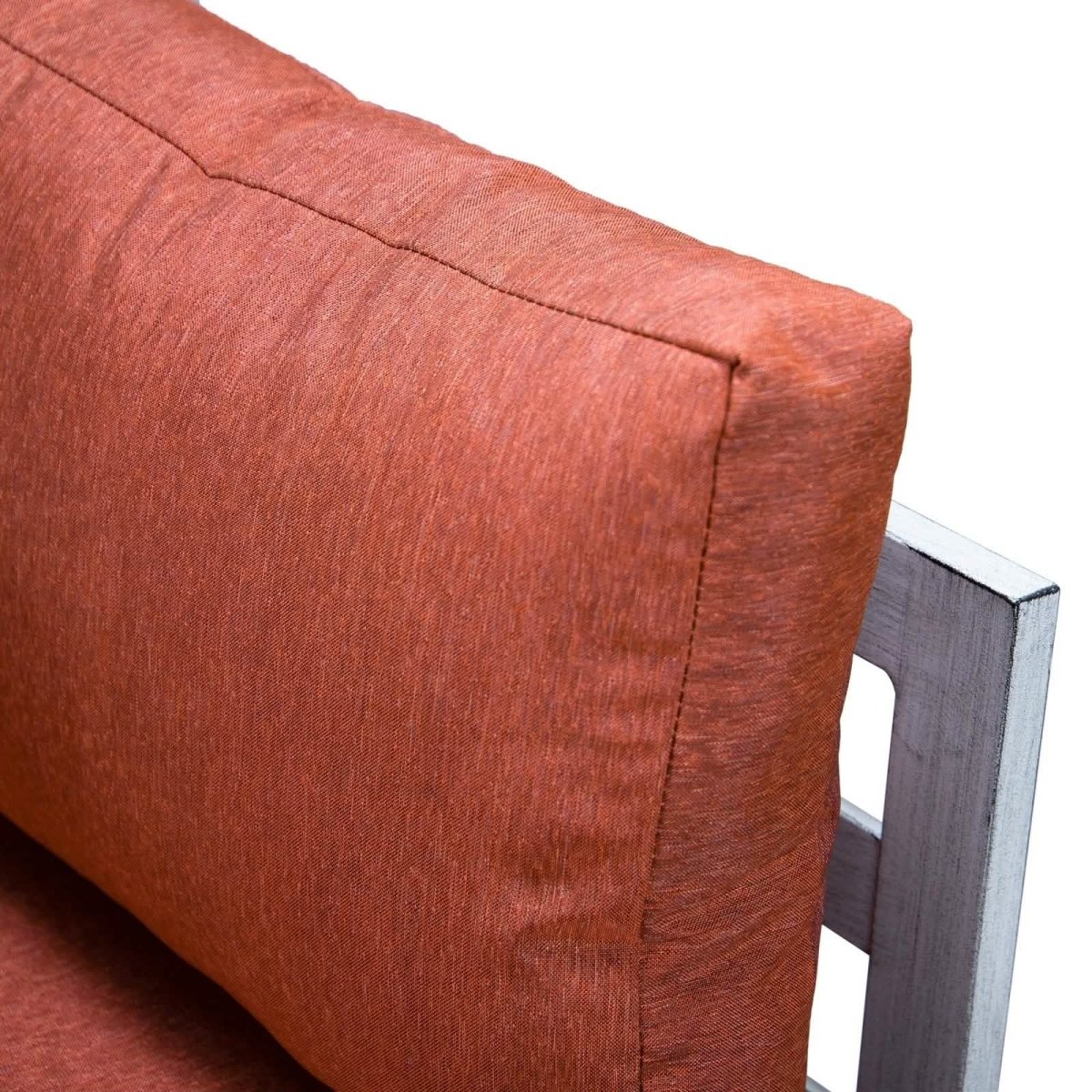 Chelsea 6-Piece Patio Sectional In Weathered Grey Aluminum With Cushions Orange Leisuremod