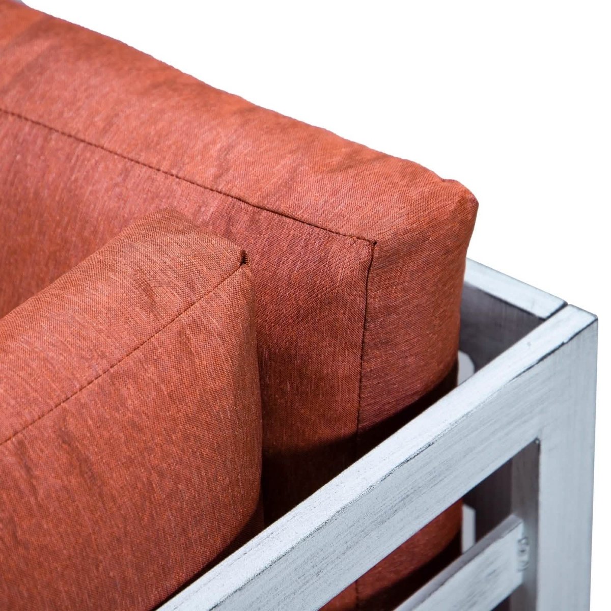 Chelsea 6-Piece Patio Sectional In Weathered Grey Aluminum With Cushions Orange Leisuremod