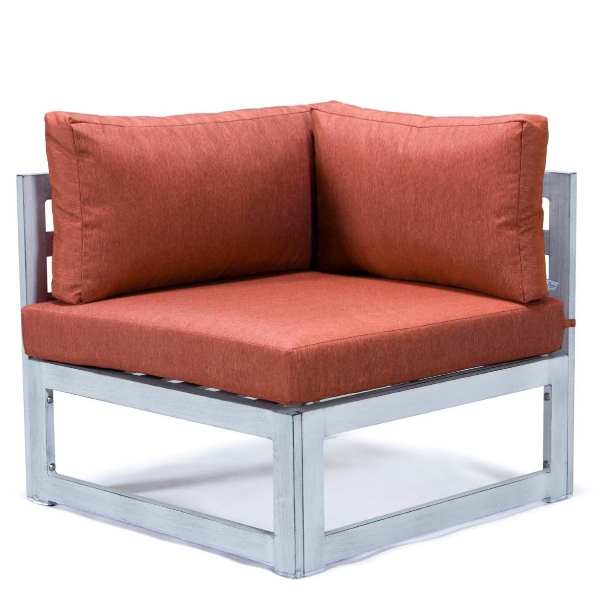 Chelsea 6-Piece Patio Sectional In Weathered Grey Aluminum With Cushions Orange Leisuremod