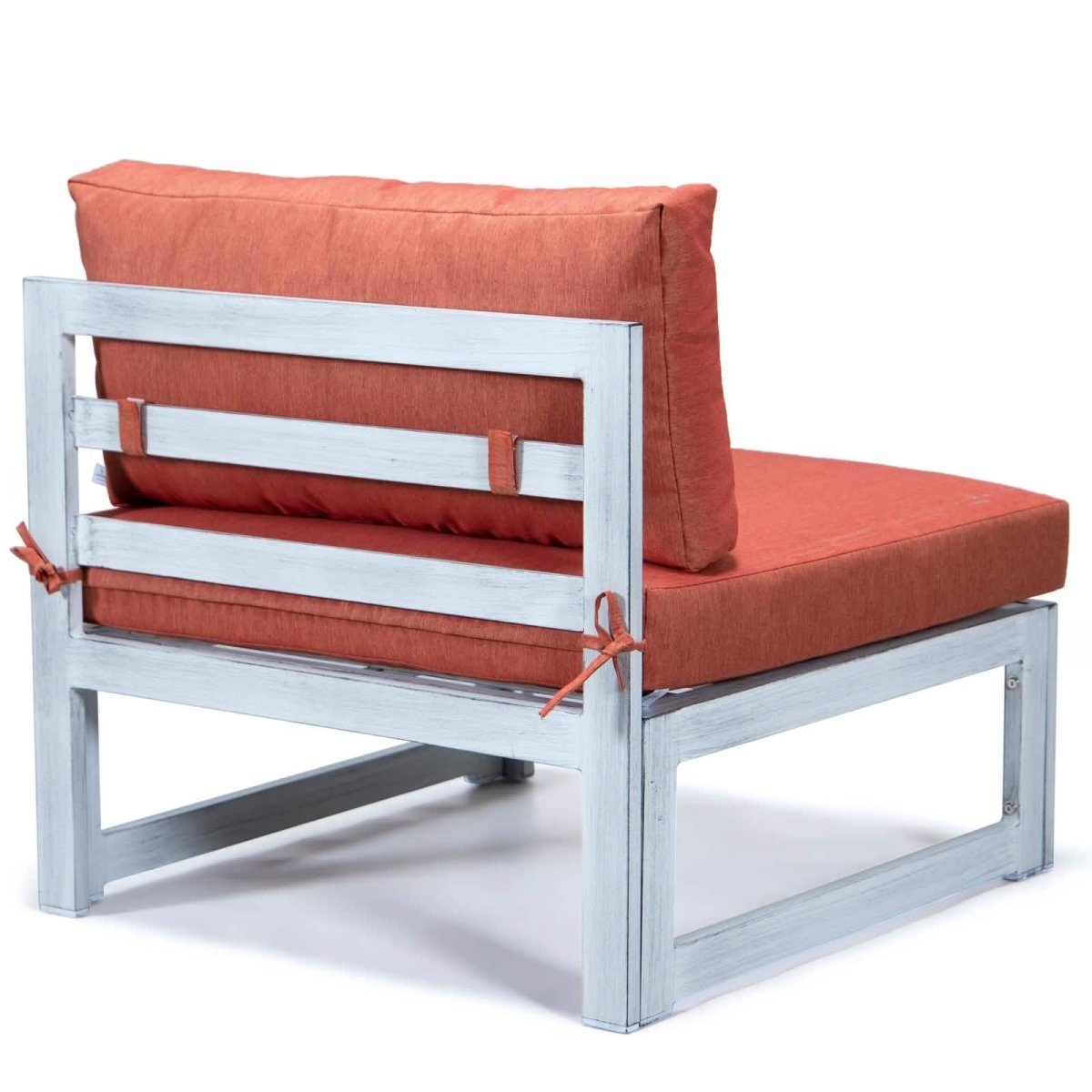 Chelsea 6-Piece Patio Sectional In Weathered Grey Aluminum With Cushions Orange Leisuremod