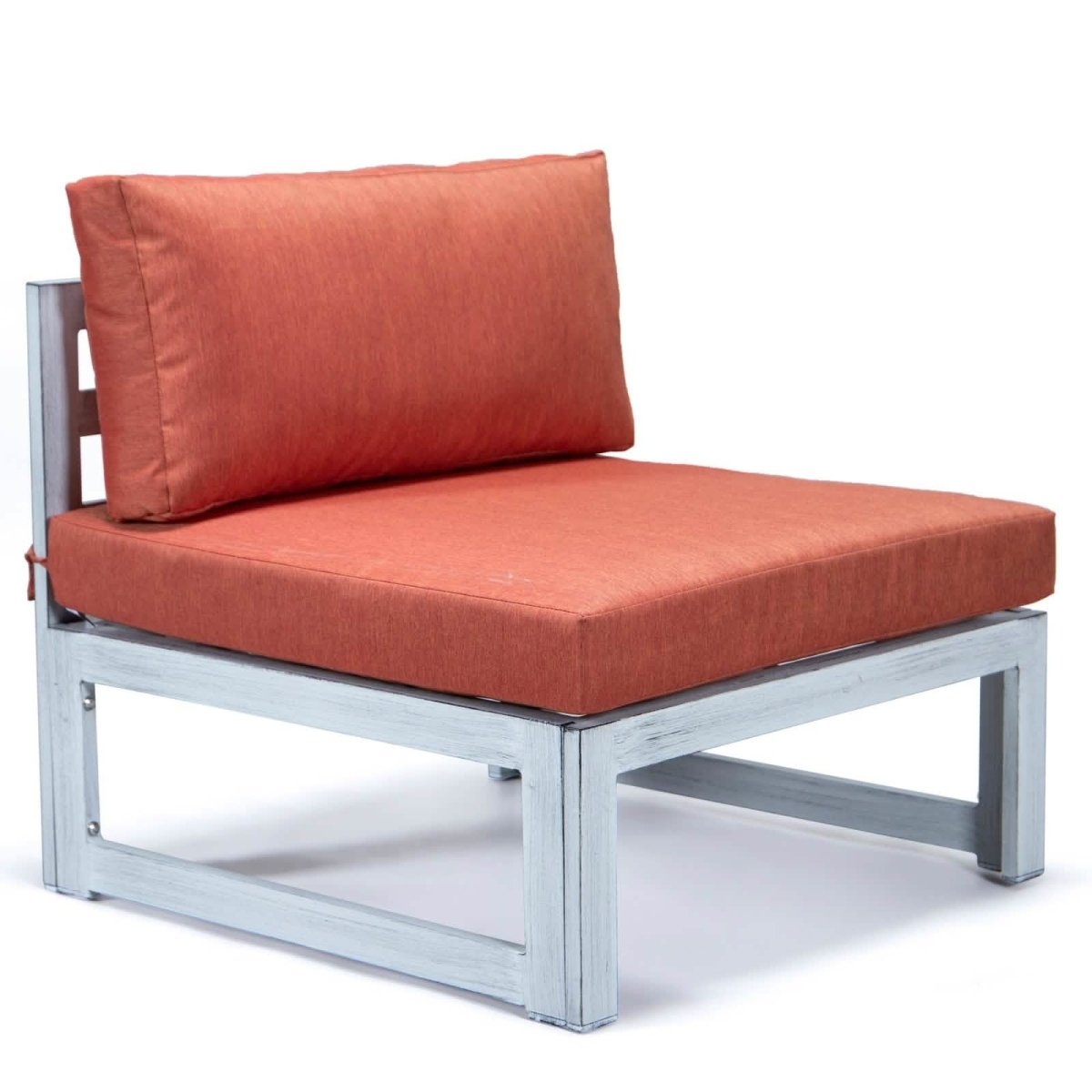 Chelsea 6-Piece Patio Sectional In Weathered Grey Aluminum With Cushions Orange Leisuremod