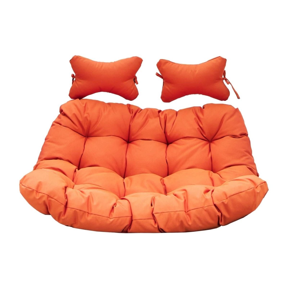Modern Upholstered 2 Person Hanging Egg Swing Chair Cushion with Headrest Orange Leisuremod