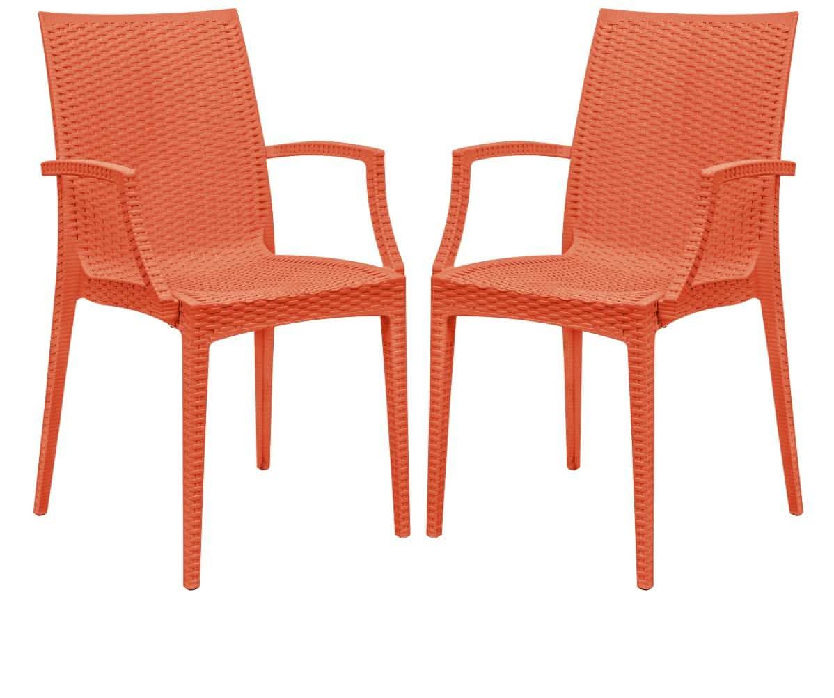 Weave Mace Indoor/Outdoor Chair (With Arms) Orange Leisuremod