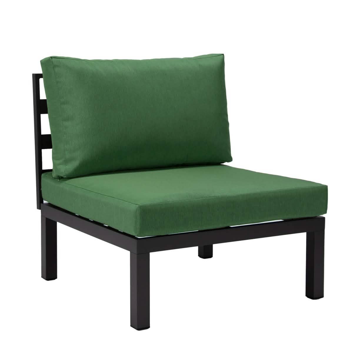 Hamilton 4-Piece Patio Chair Upholstered in Polyester and Powder Coated Aluminum Frame Green Patio Chair Set Leisuremod