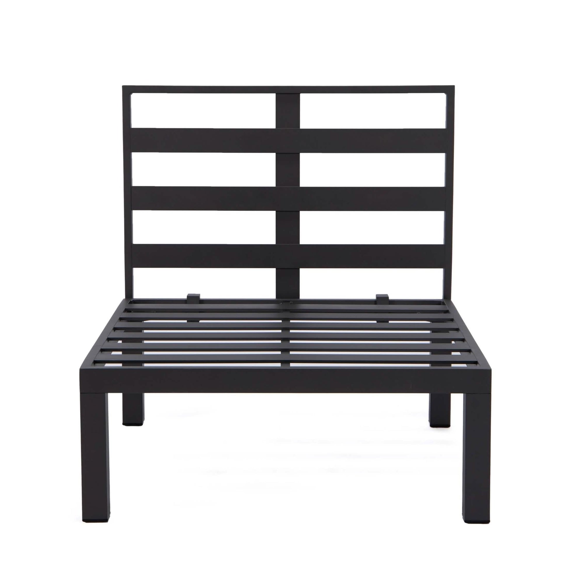 Hamilton 4-Piece Patio Chair Upholstered in Polyester and Powder Coated Aluminum Frame Black Patio Chair Set Leisuremod