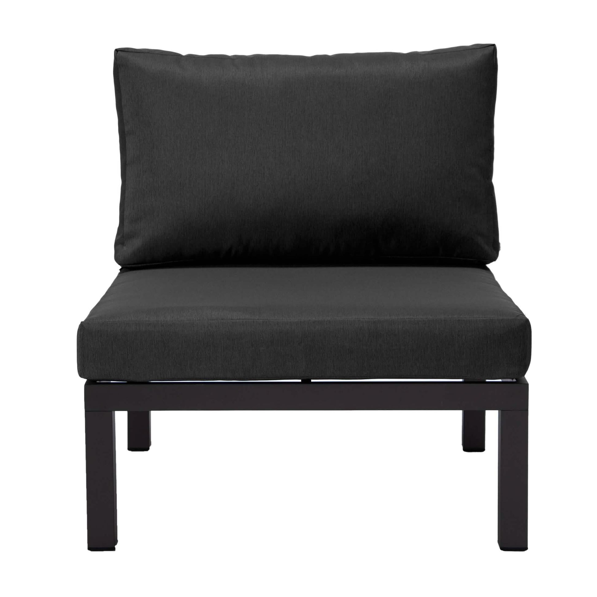 Hamilton 4-Piece Patio Chair Upholstered in Polyester and Powder Coated Aluminum Frame Black Patio Chair Set Leisuremod