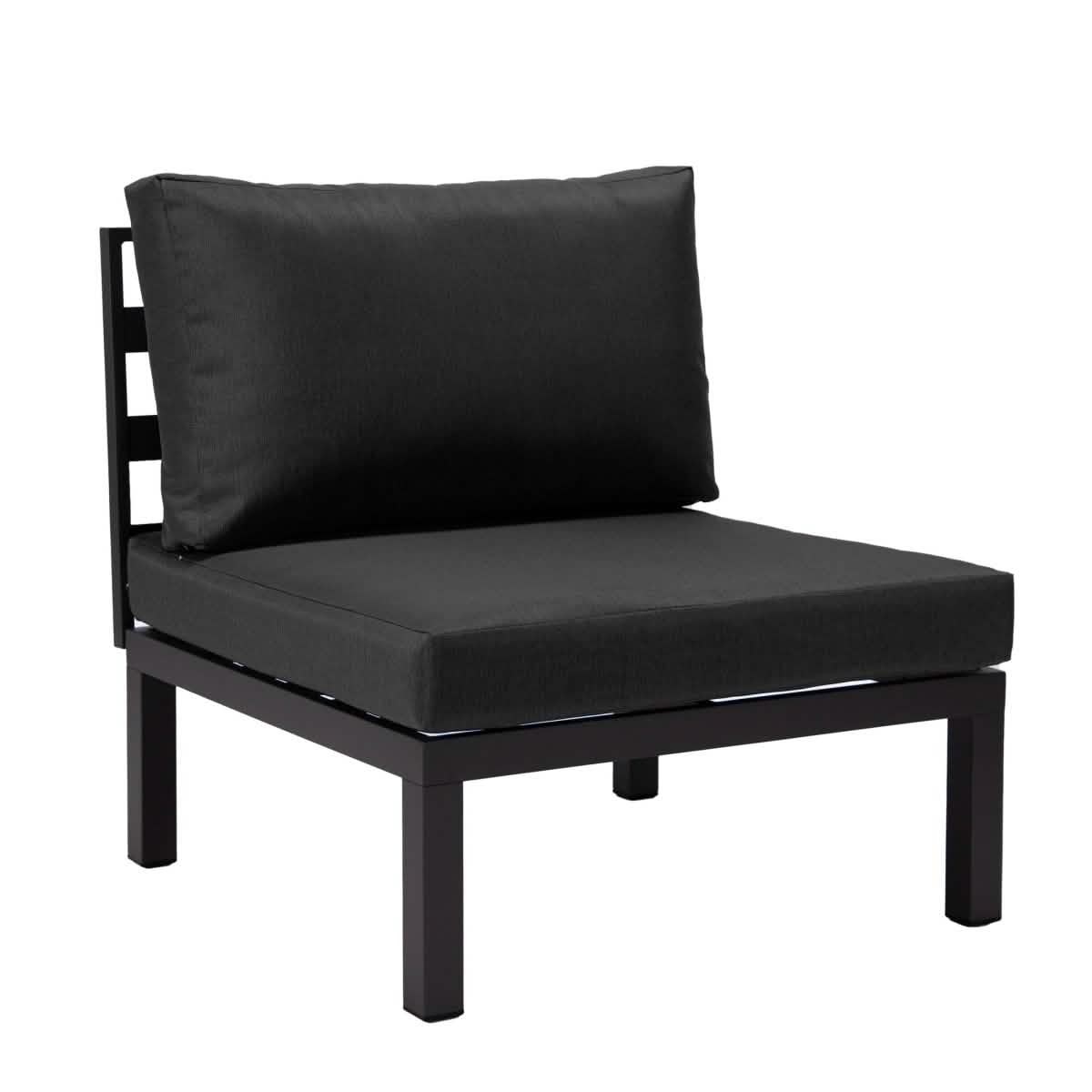 Hamilton 4-Piece Patio Chair Upholstered in Polyester and Powder Coated Aluminum Frame Black Patio Chair Set Leisuremod